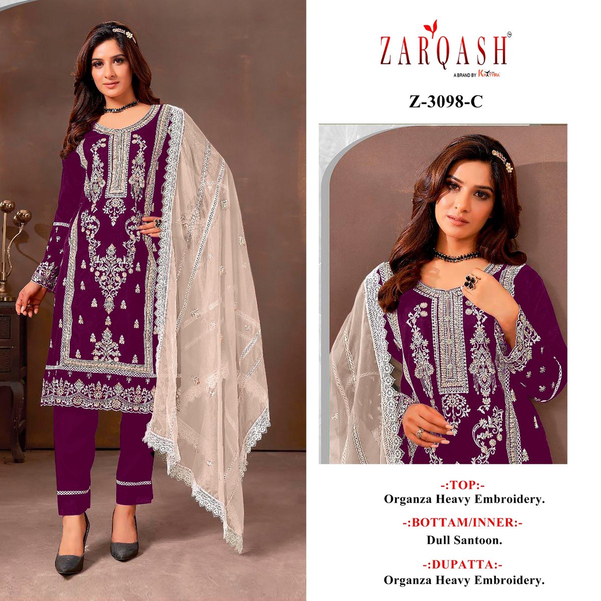 ZARQASH PAKISTANI SUIT Z-3098-A TO Z-3098-D 3