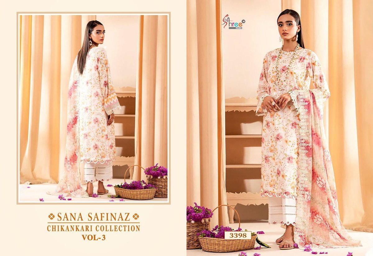 SHREE FAB SANA SAFINAZ CHIKANKARI COLLECTION VOL-3 3397 TO 3401 2