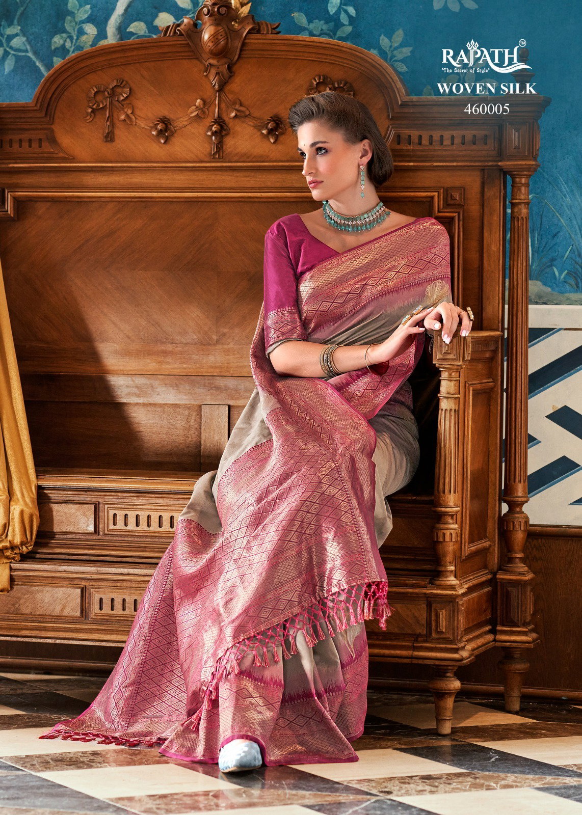RAJPATH FABRICS- ROSE BERRY SILK SERIES 460001 TO 440006 7