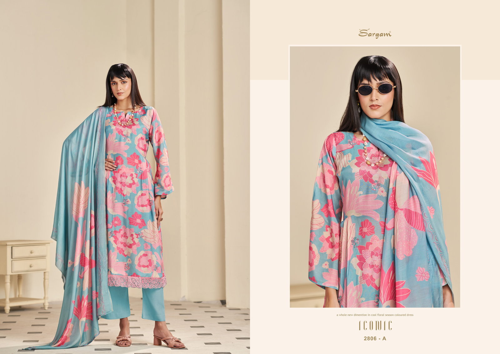 SARGAM PRINT ICONIC VOL -3 SERIES 2802A TO 2802F 12