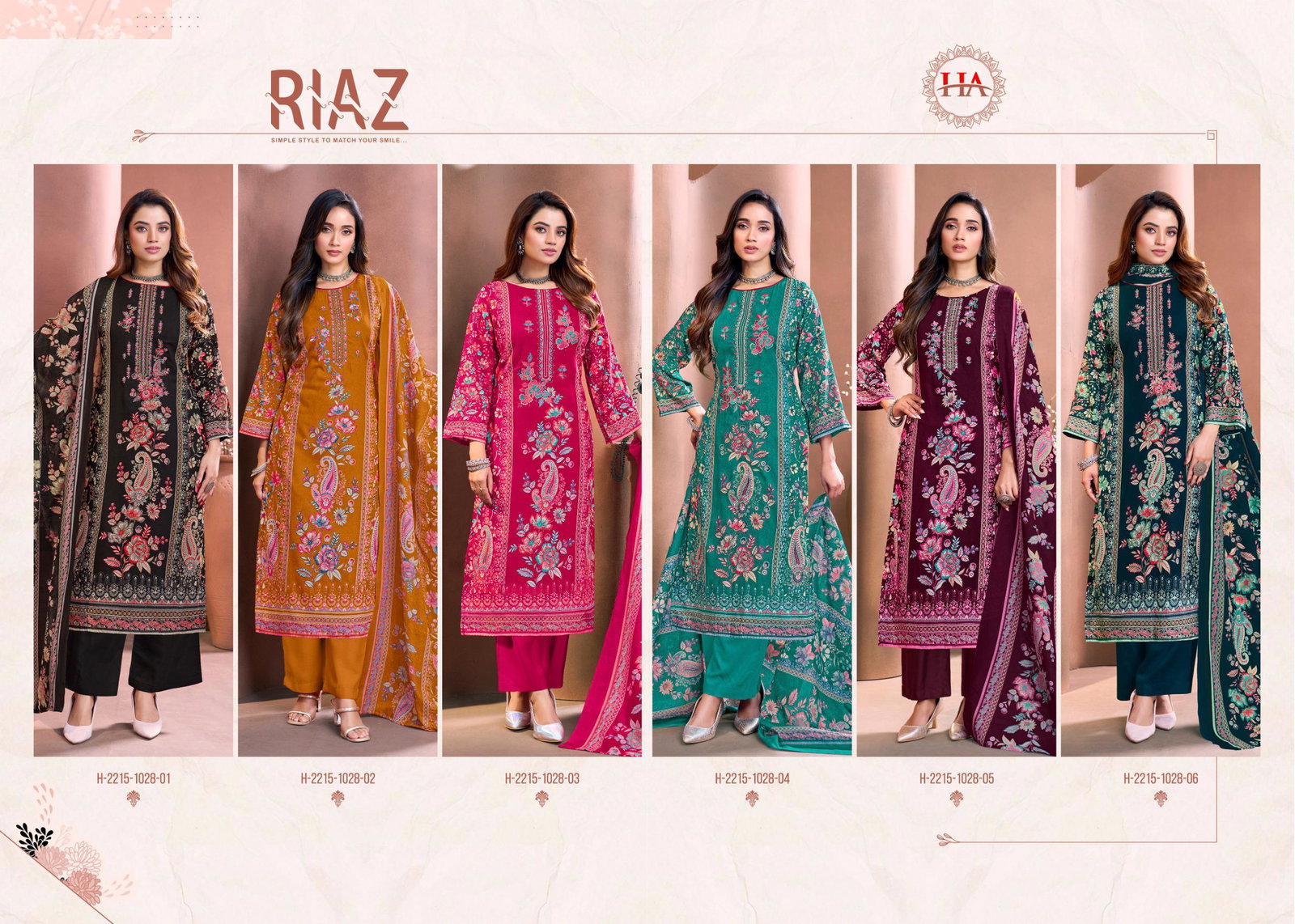 HARSHIT FASHION BY ALOK SUIT RIAZ SERIES -H-2215-01 TO 2215-06 3