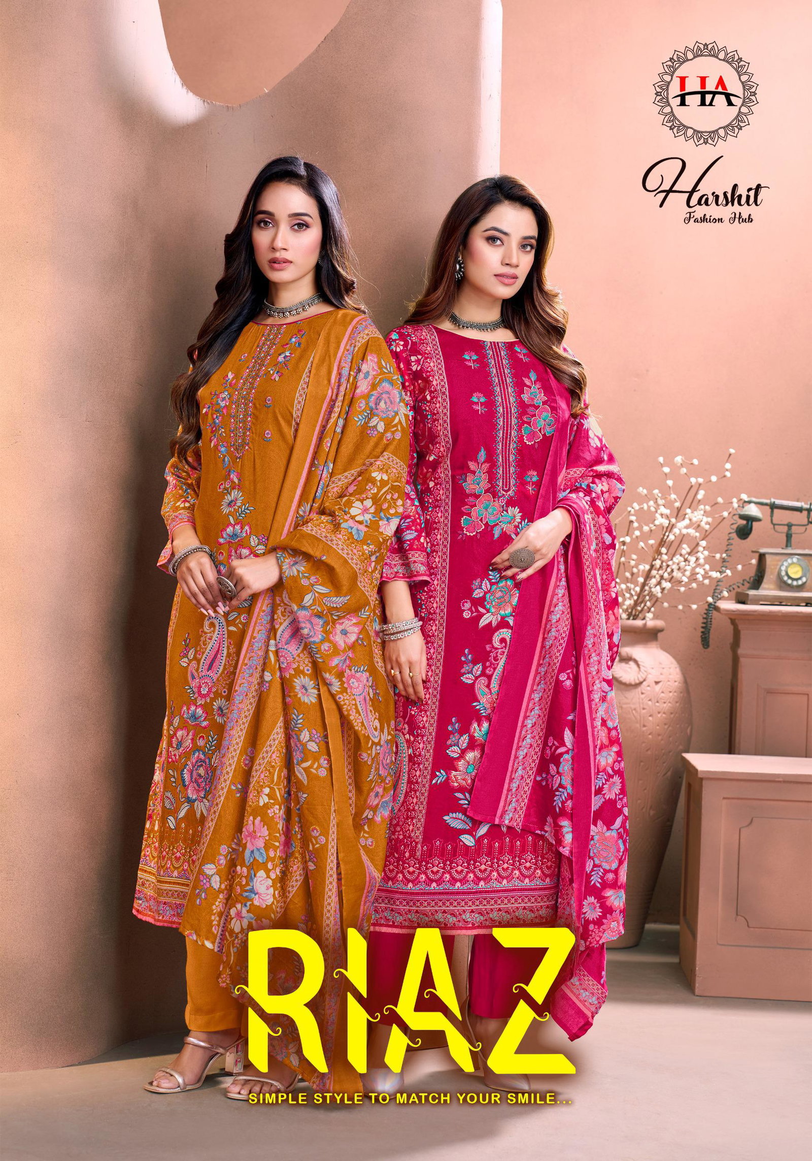 HARSHIT FASHION BY ALOK SUIT RIAZ SERIES -H-2215-01 TO 2215-06 2