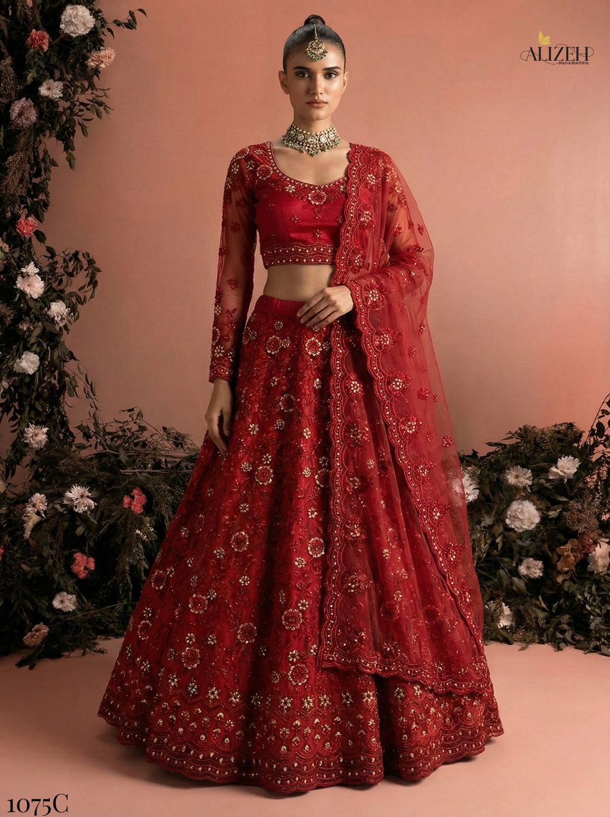 ALIZEH PRESENT BEAUTIFUL READYMADE LEHENGA CHOLI SERIES 1075B-1075E 2