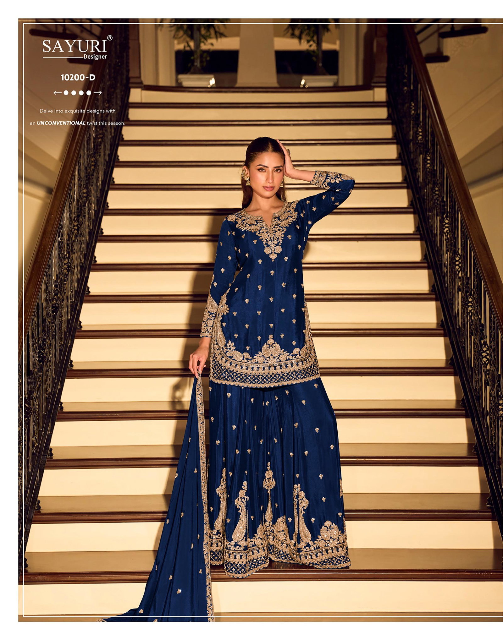 SAYURI DESIGNER PRESENT KANCHAN GOLDFREE SIZE STICHED TOP SHARARA SERIES 10200 C TO 10200 F 8