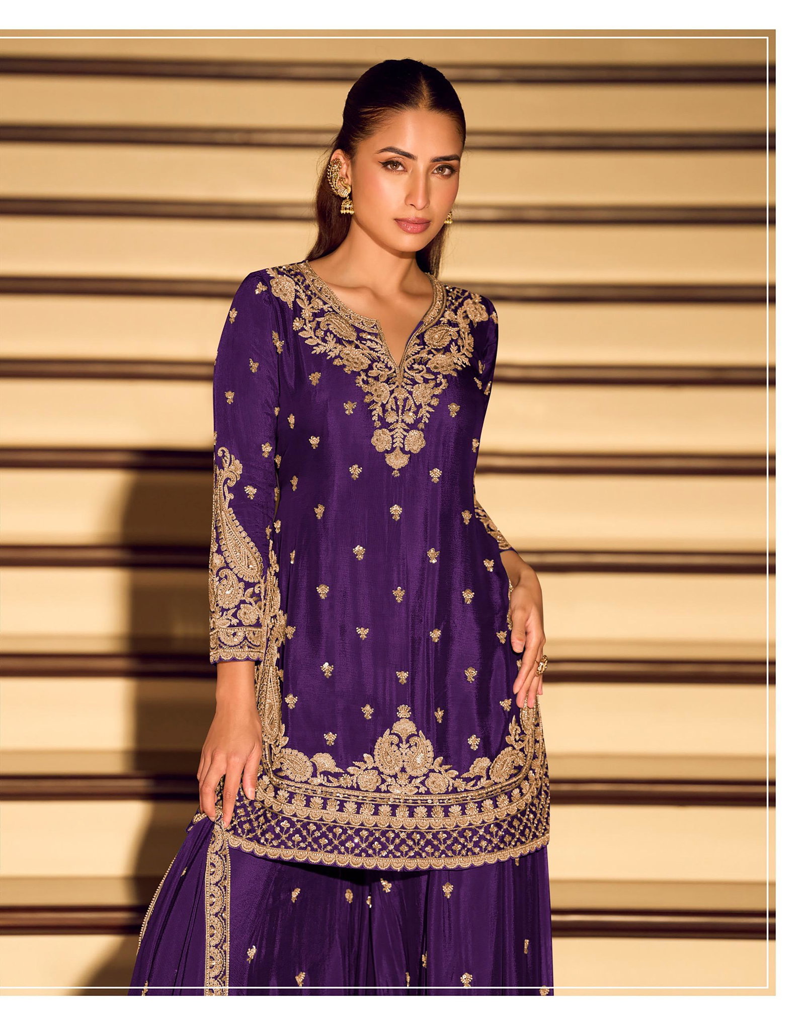 SAYURI DESIGNER PRESENT KANCHAN GOLDFREE SIZE STICHED TOP SHARARA SERIES 10200 C TO 10200 F 2
