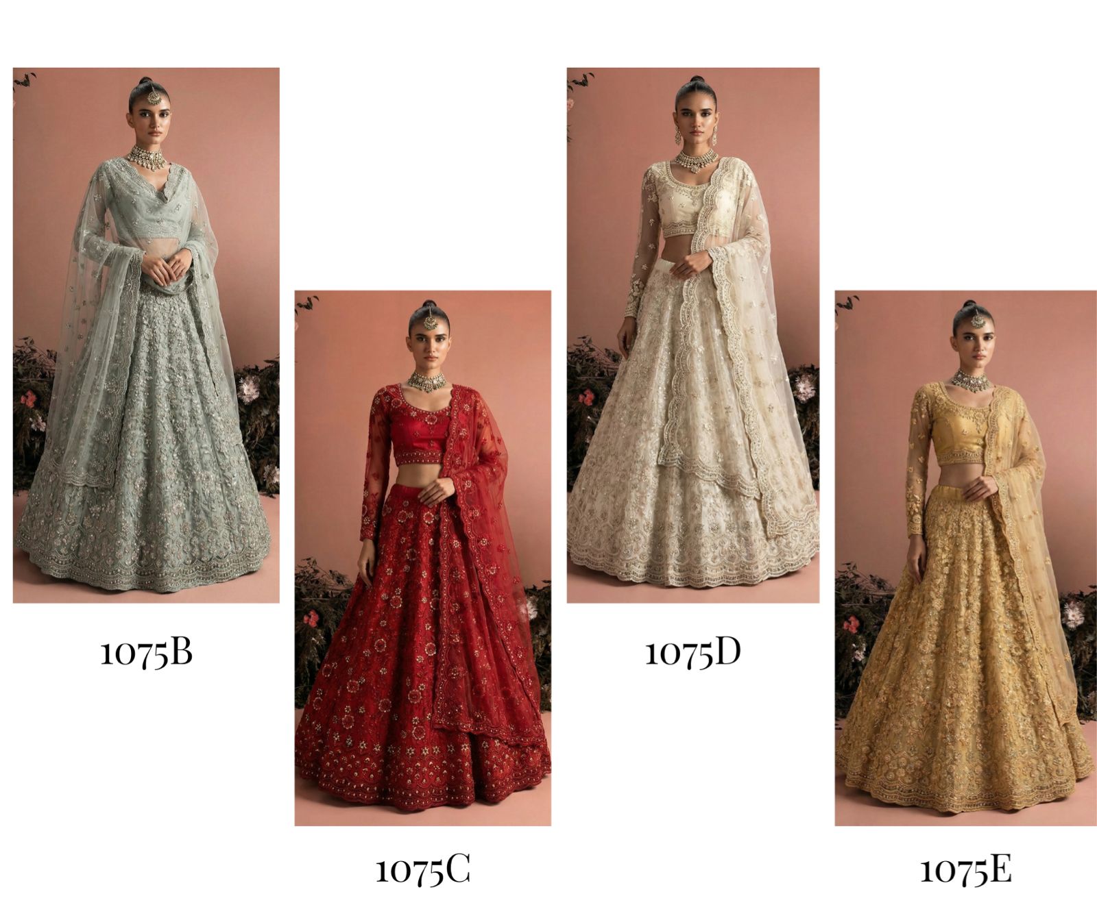 ALIZEH PRESENT BEAUTIFUL READYMADE LEHENGA CHOLI SERIES 1075B-1075E 1