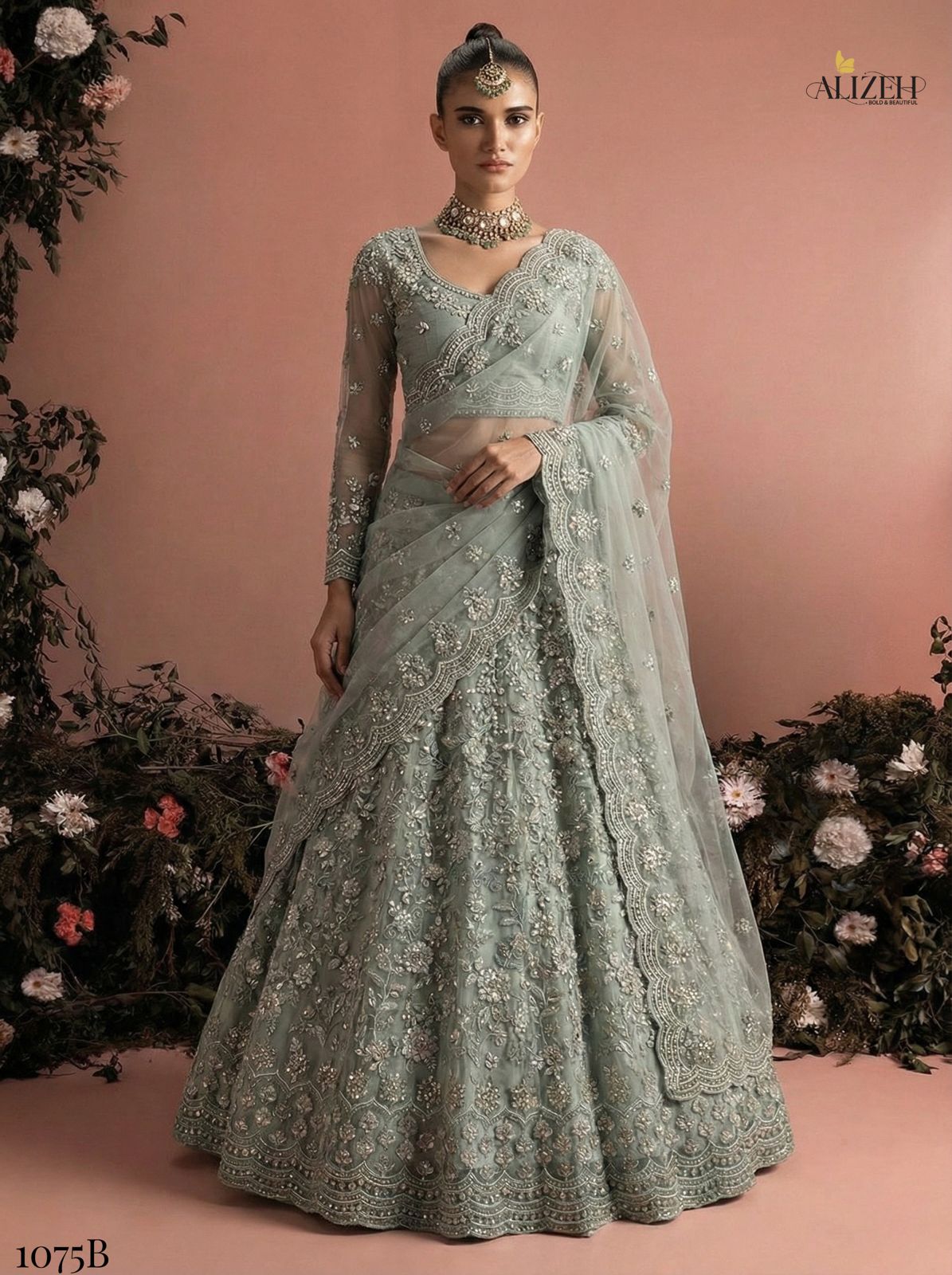 ALIZEH PRESENT BEAUTIFUL READYMADE LEHENGA CHOLI SERIES 1075B-1075E 9