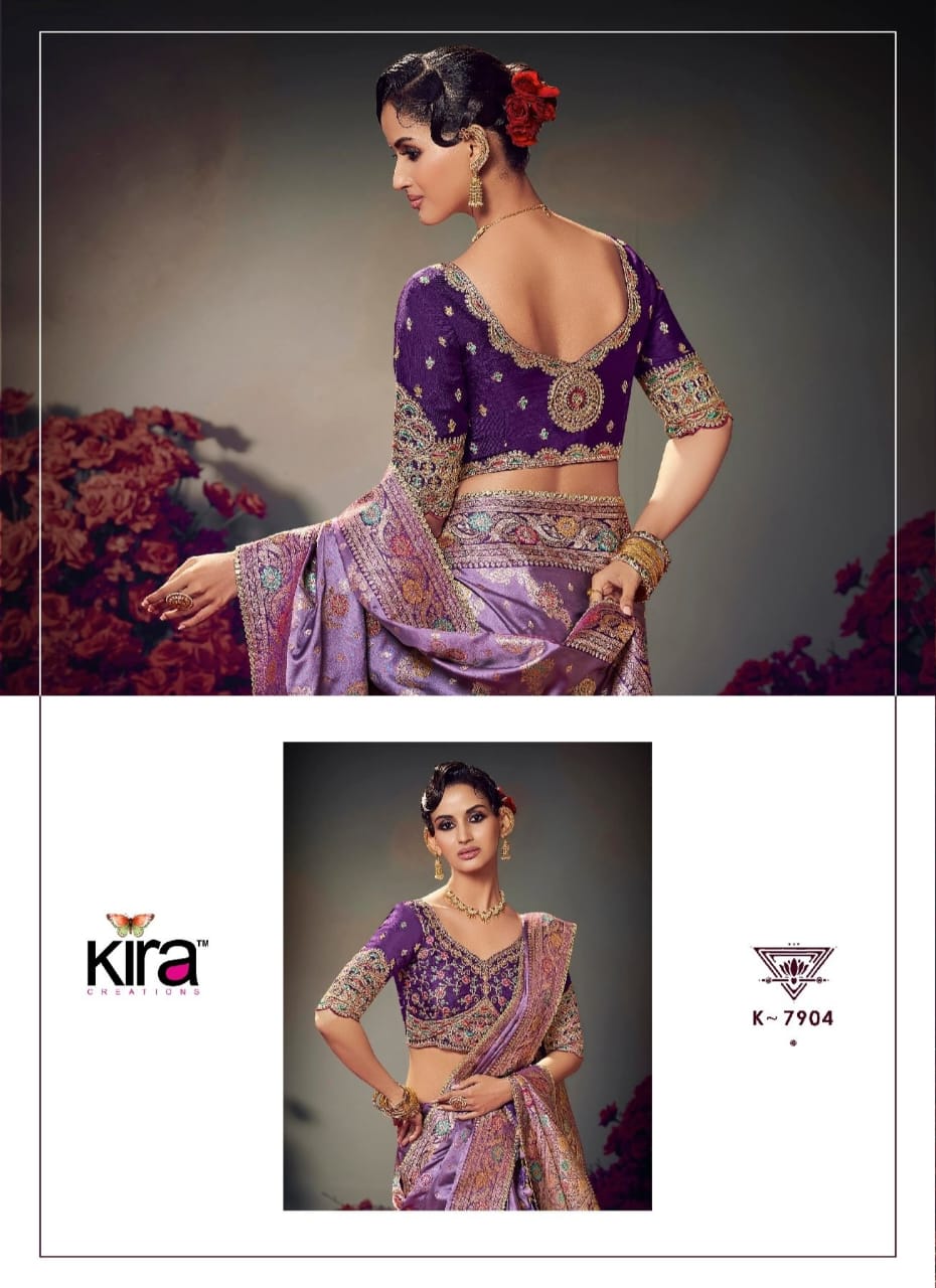 KIRA PRESENT KESHAVA PURE SATIN SILK SAREE SERIES 7901-7910 23