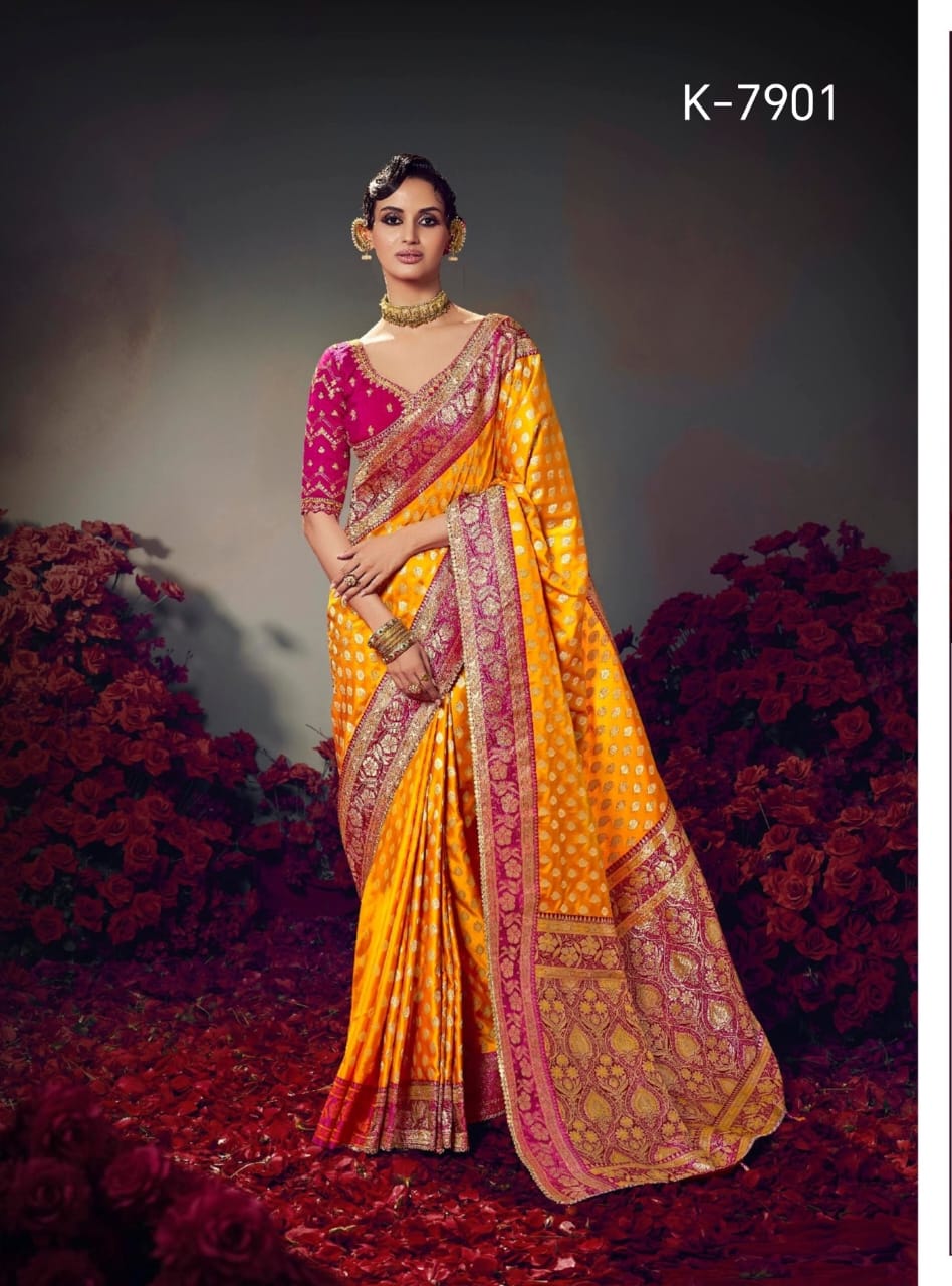 KIRA PRESENT KESHAVA PURE SATIN SILK SAREE SERIES 7901-7910 6