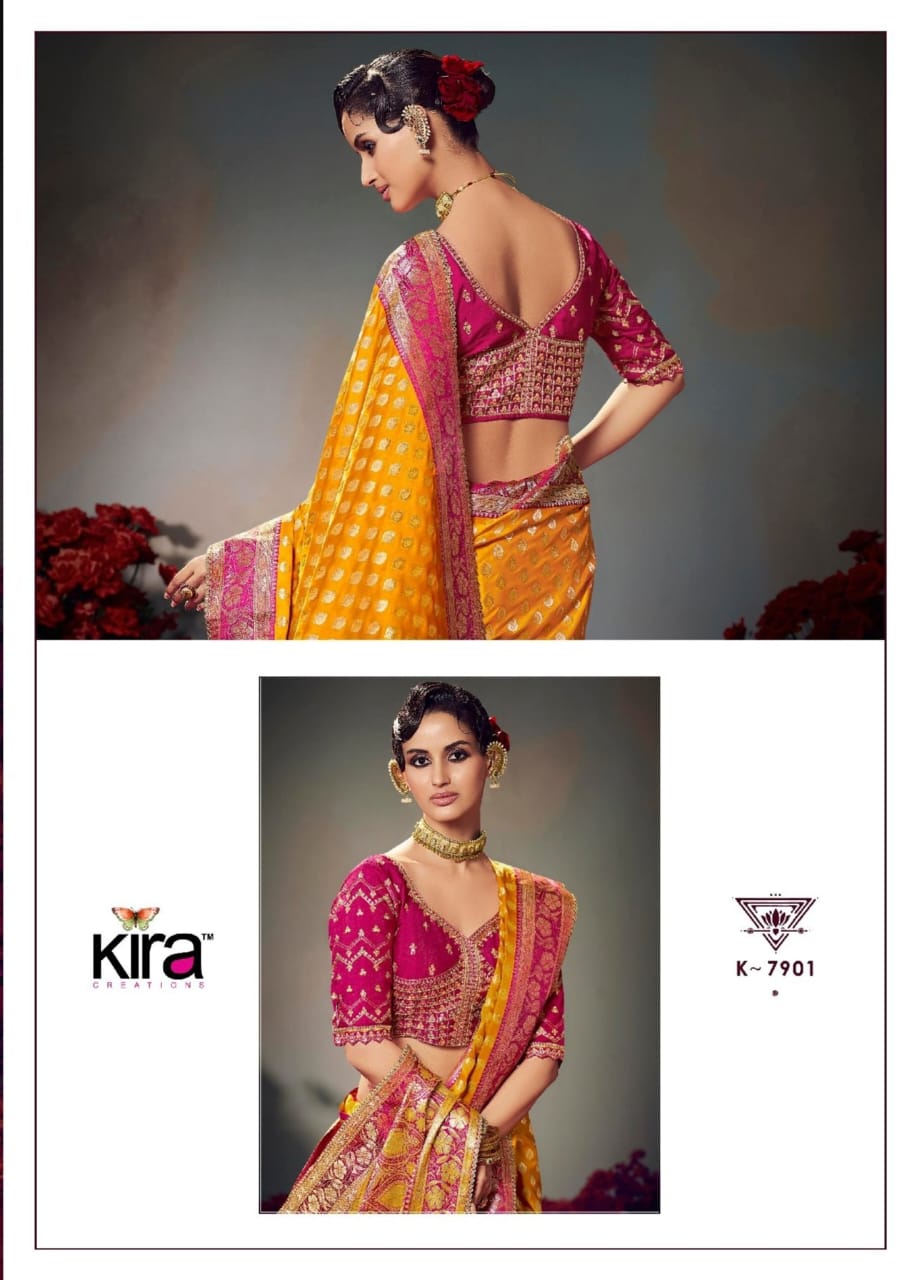 KIRA PRESENT KESHAVA PURE SATIN SILK SAREE SERIES 7901-7910 20