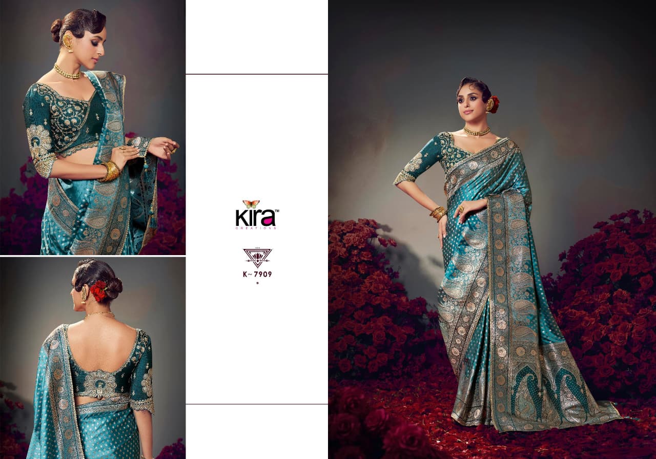KIRA PRESENT KESHAVA PURE SATIN SILK SAREE SERIES 7901-7910 2