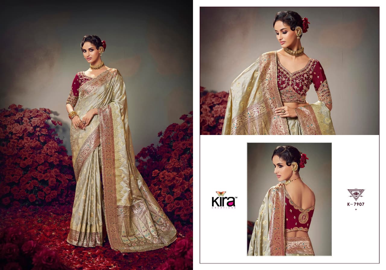 KIRA PRESENT KESHAVA PURE SATIN SILK SAREE SERIES 7901-7910 4