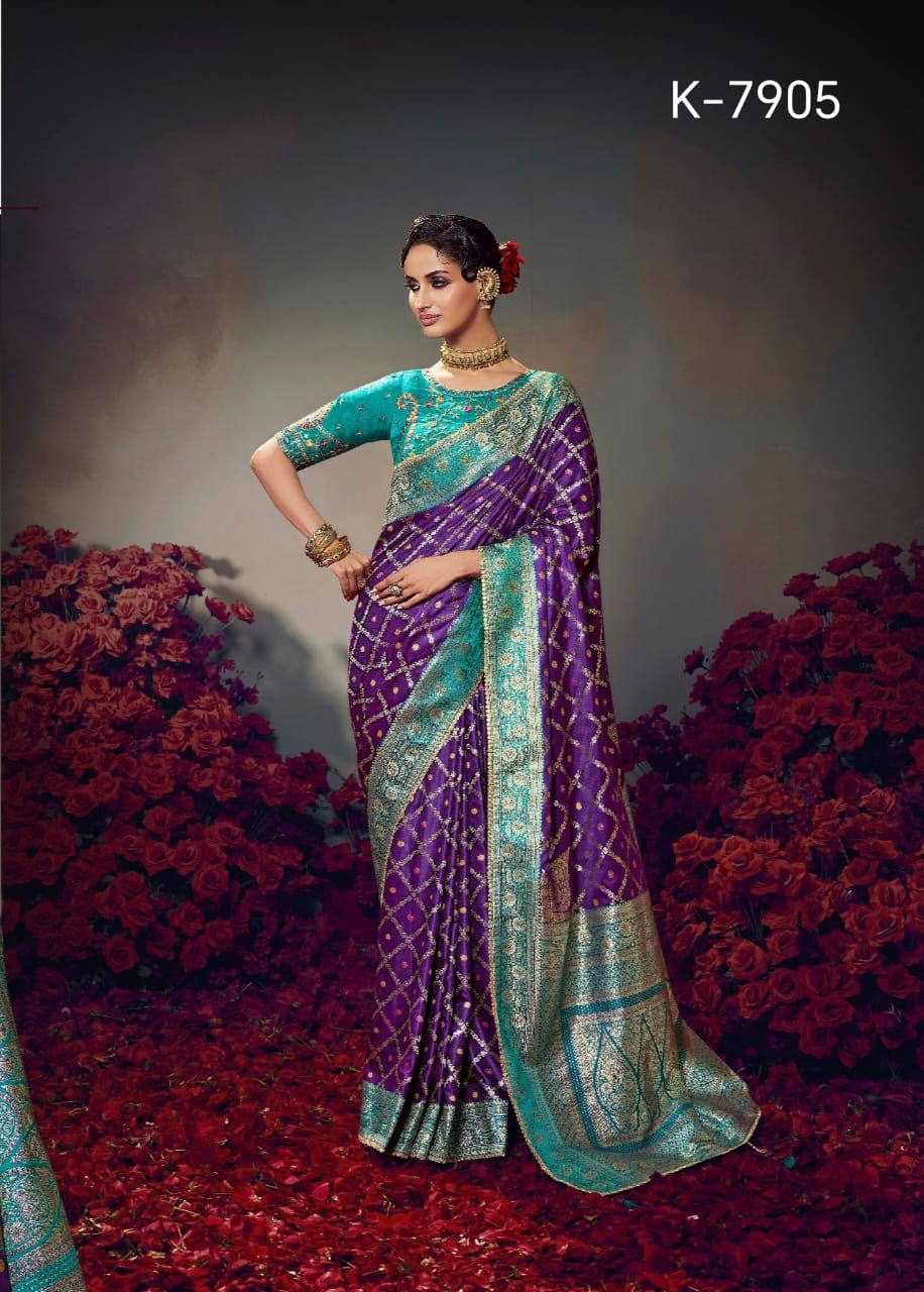 KIRA PRESENT KESHAVA PURE SATIN SILK SAREE SERIES 7901-7910 19