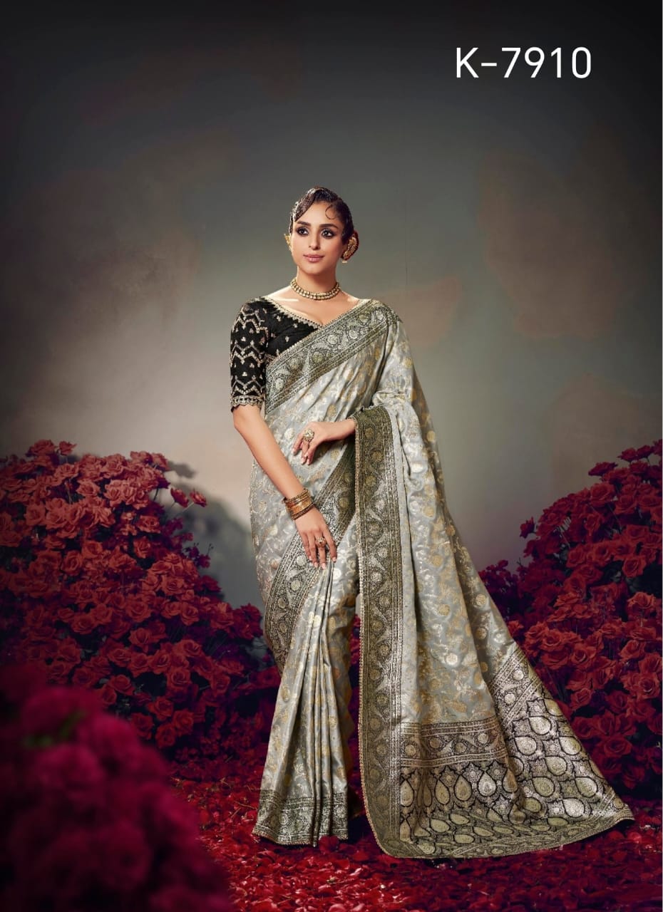 KIRA PRESENT KESHAVA PURE SATIN SILK SAREE SERIES 7901-7910 18