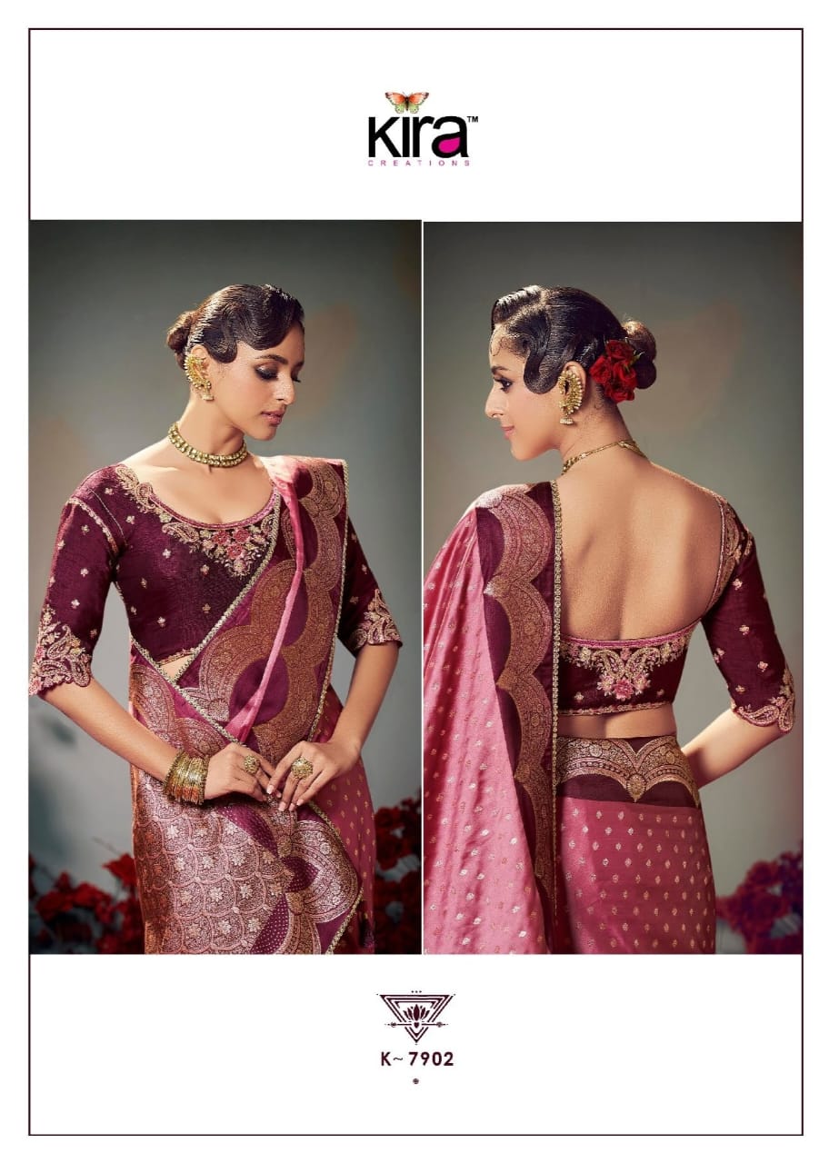 KIRA PRESENT KESHAVA PURE SATIN SILK SAREE SERIES 7901-7910 17