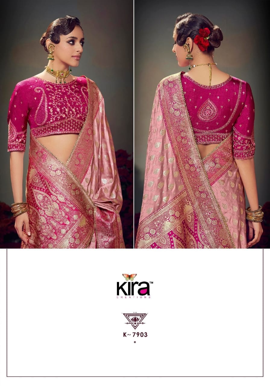 KIRA PRESENT KESHAVA PURE SATIN SILK SAREE SERIES 7901-7910 16