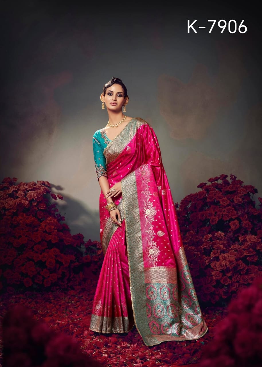 KIRA PRESENT KESHAVA PURE SATIN SILK SAREE SERIES 7901-7910 14