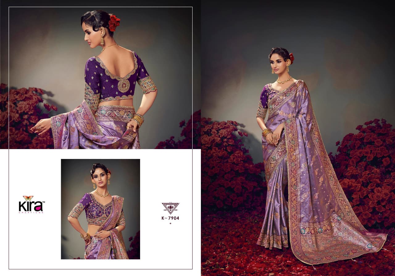 KIRA PRESENT KESHAVA PURE SATIN SILK SAREE SERIES 7901-7910 13