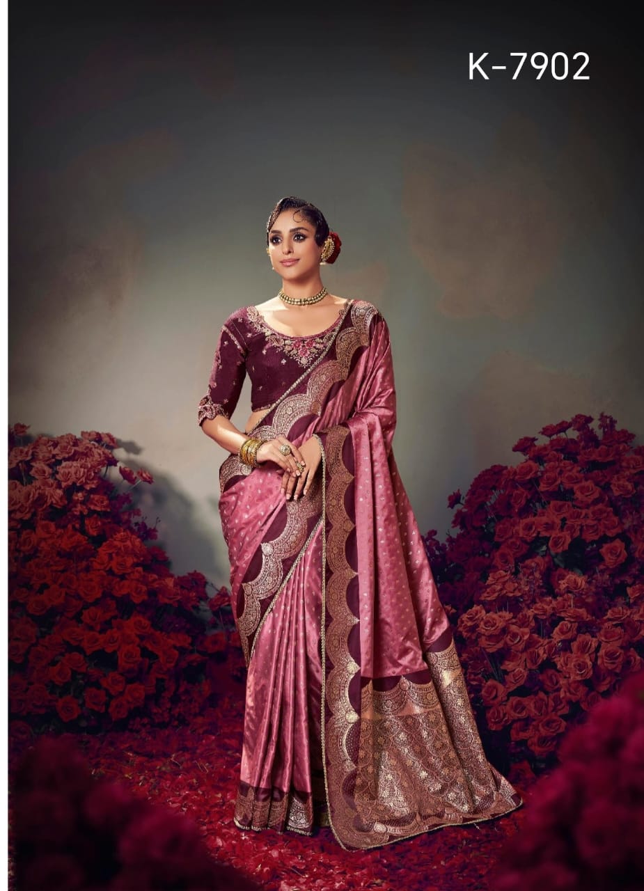 KIRA PRESENT KESHAVA PURE SATIN SILK SAREE SERIES 7901-7910 12