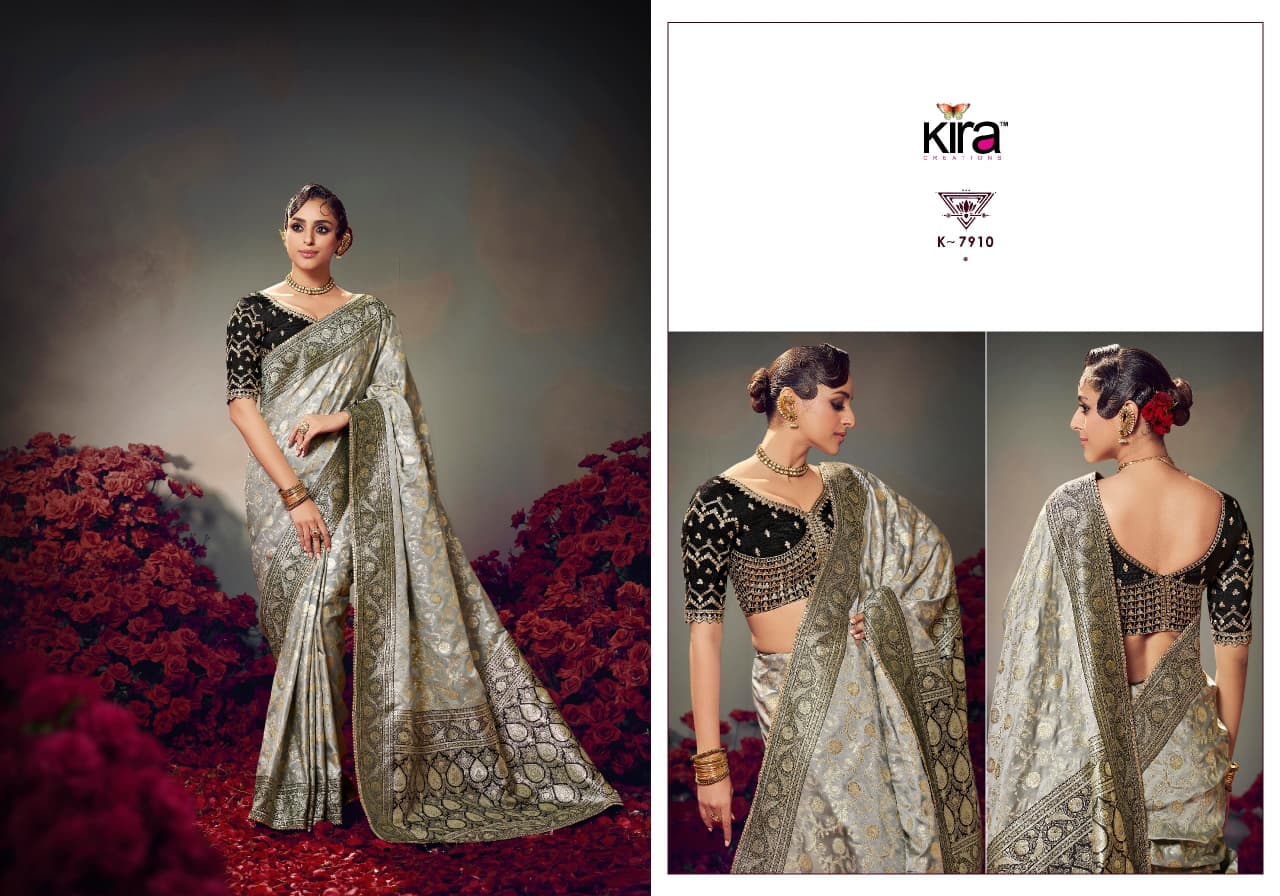 KIRA PRESENT KESHAVA PURE SATIN SILK SAREE SERIES 7901-7910 11