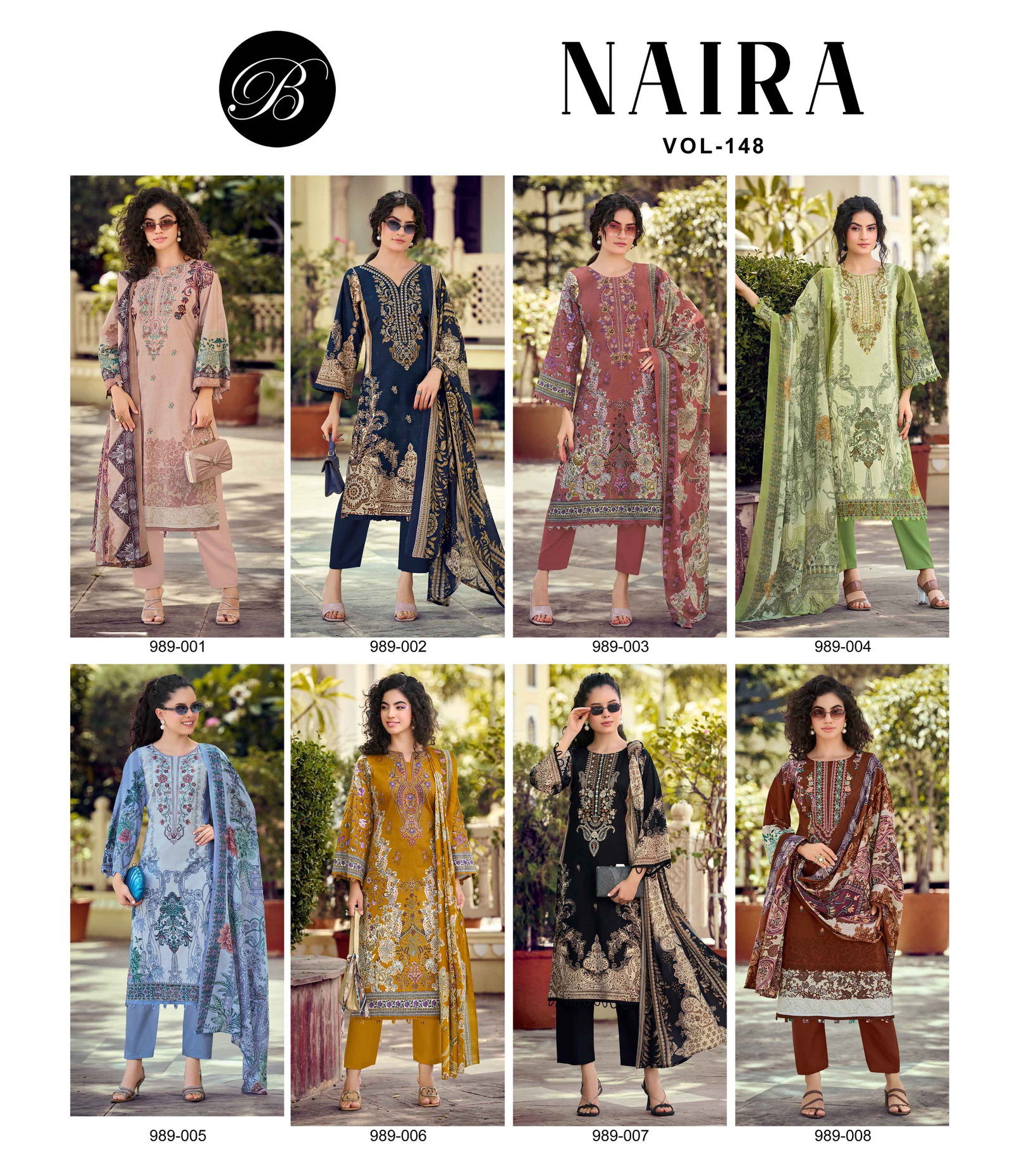 BELLIZA DESIGNER NAIRA VOL 1482 989-1 TO 989-8 5