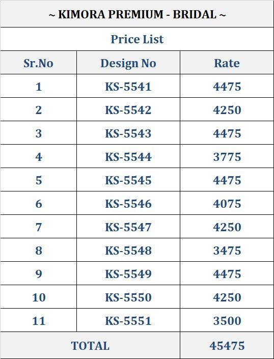 Kimora Bridal series 5541-5551 8