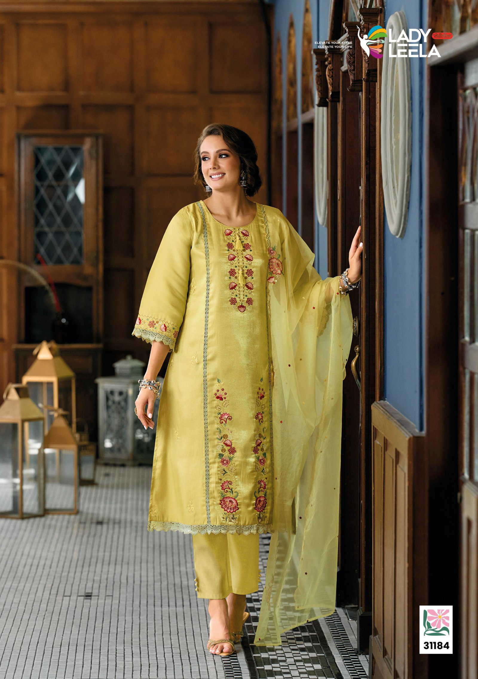 LADY LEELA PRESENT SAAZ READY MADE KURTI PAINT DUPPATA SERIES 31181 12