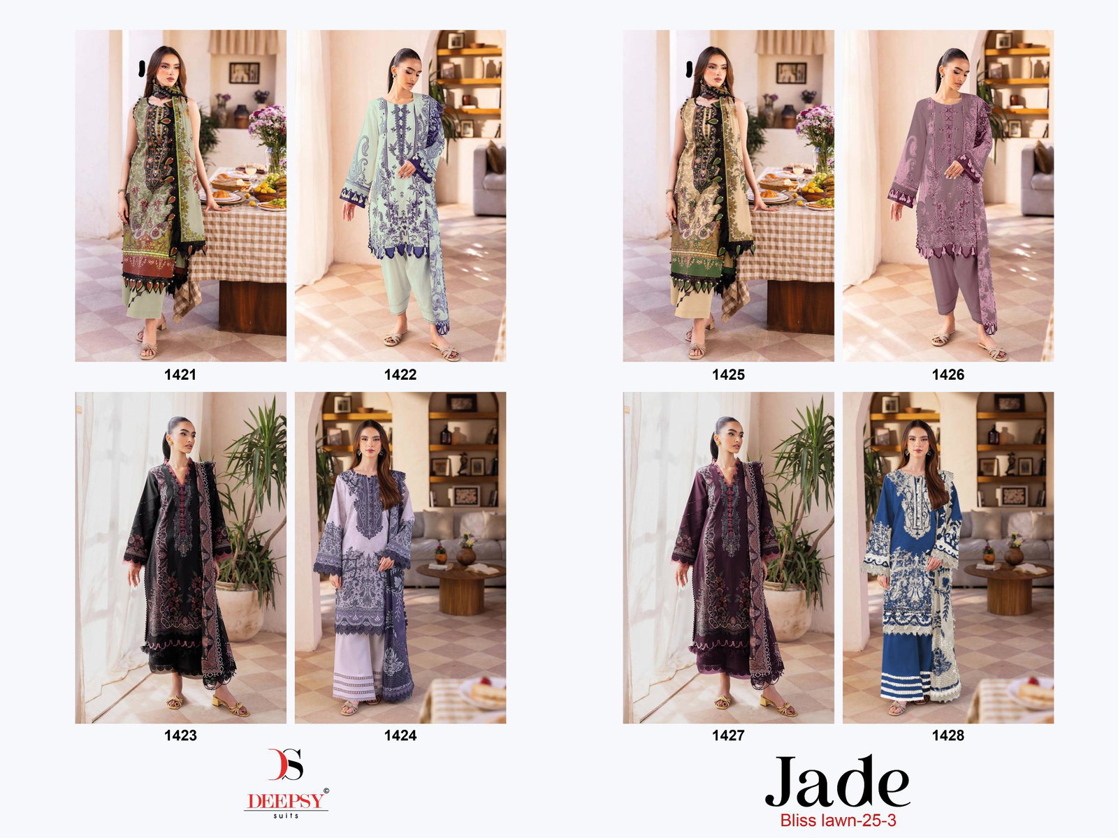 DEEPSY JADE BLISS LAWAN 25-3 SERIES 1421-1428 UNSTITCHED SUIT 5