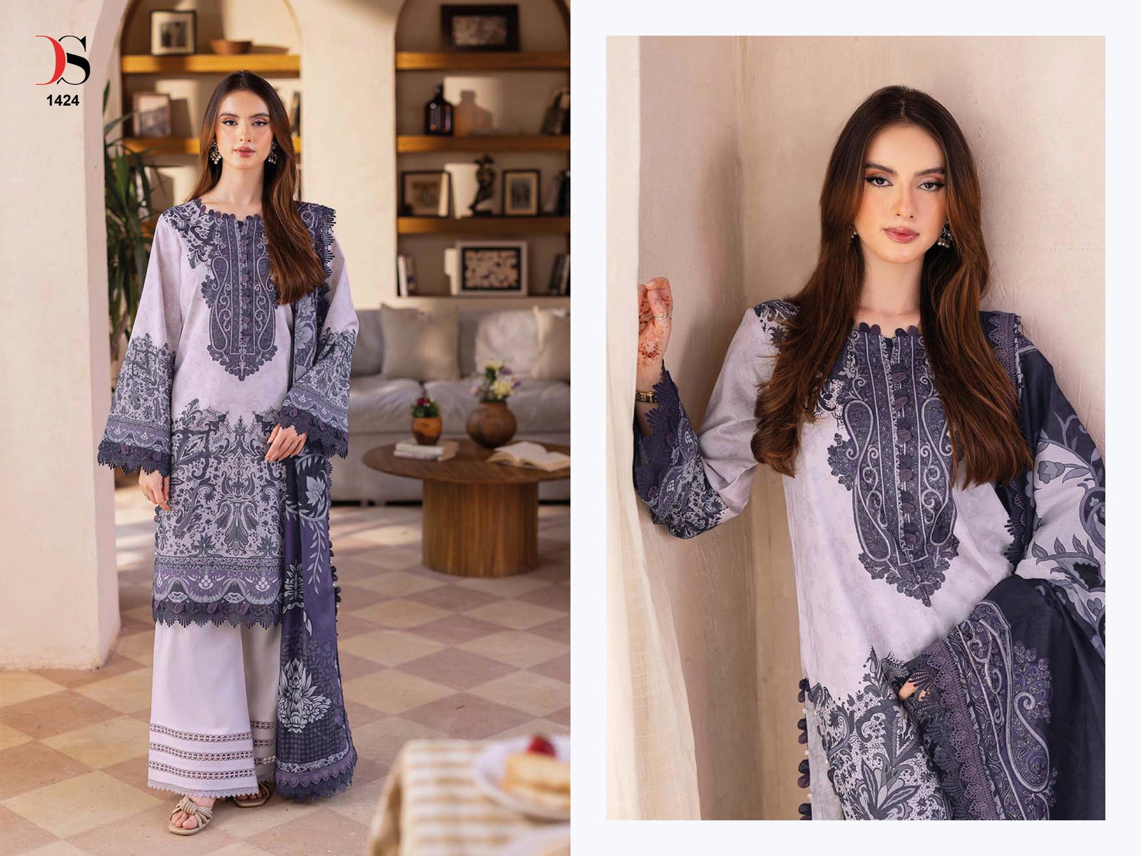 DEEPSY JADE BLISS LAWAN 25-3 SERIES 1421-1428 UNSTITCHED SUIT 2