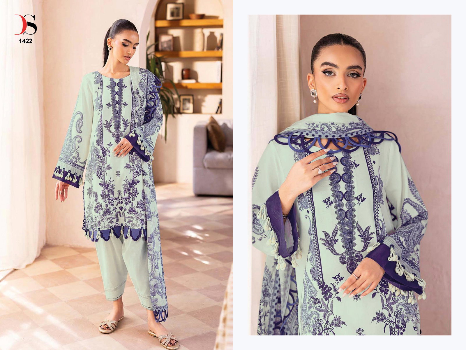 DEEPSY JADE BLISS LAWAN 25-3 SERIES 1421-1428 UNSTITCHED SUIT 1