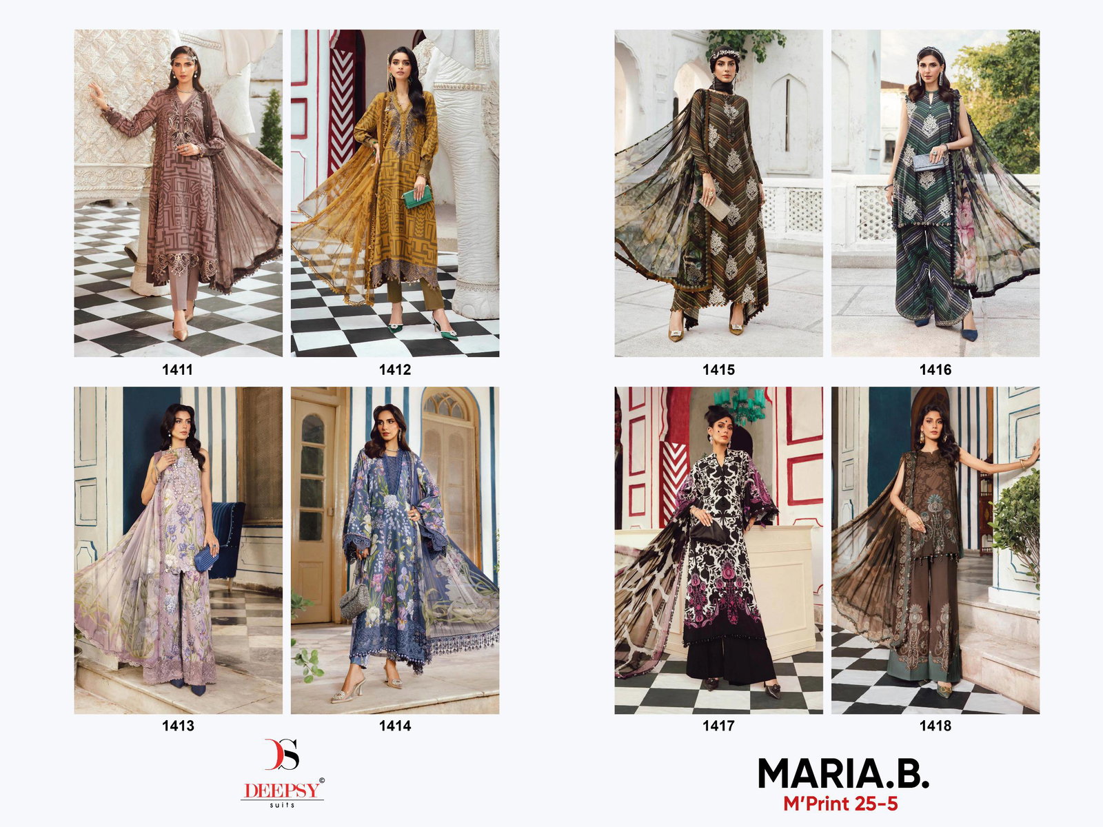 DEEPSY MARIA B M PRINTS SERIES1411-1418 UNSTITCHED SUIT 3