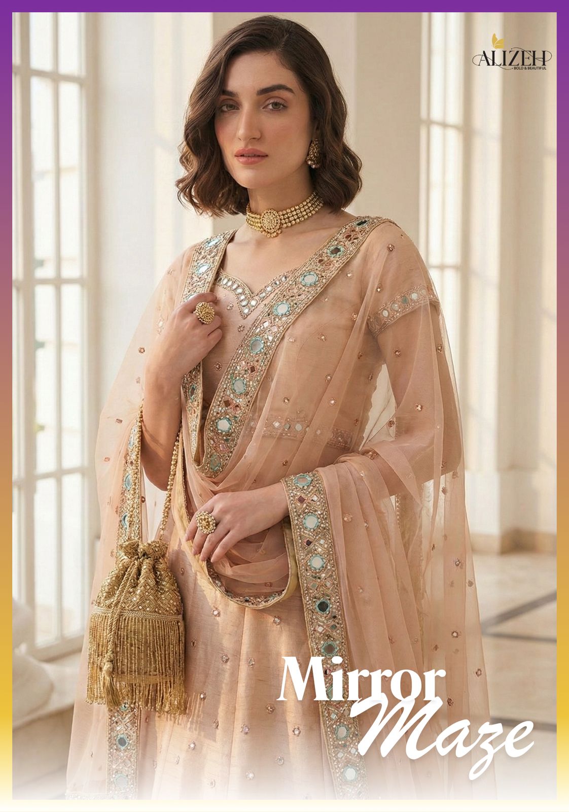 ALIZEH MIRROR MAZE LEHENGA CHOLI SERIES1012-1015 1
