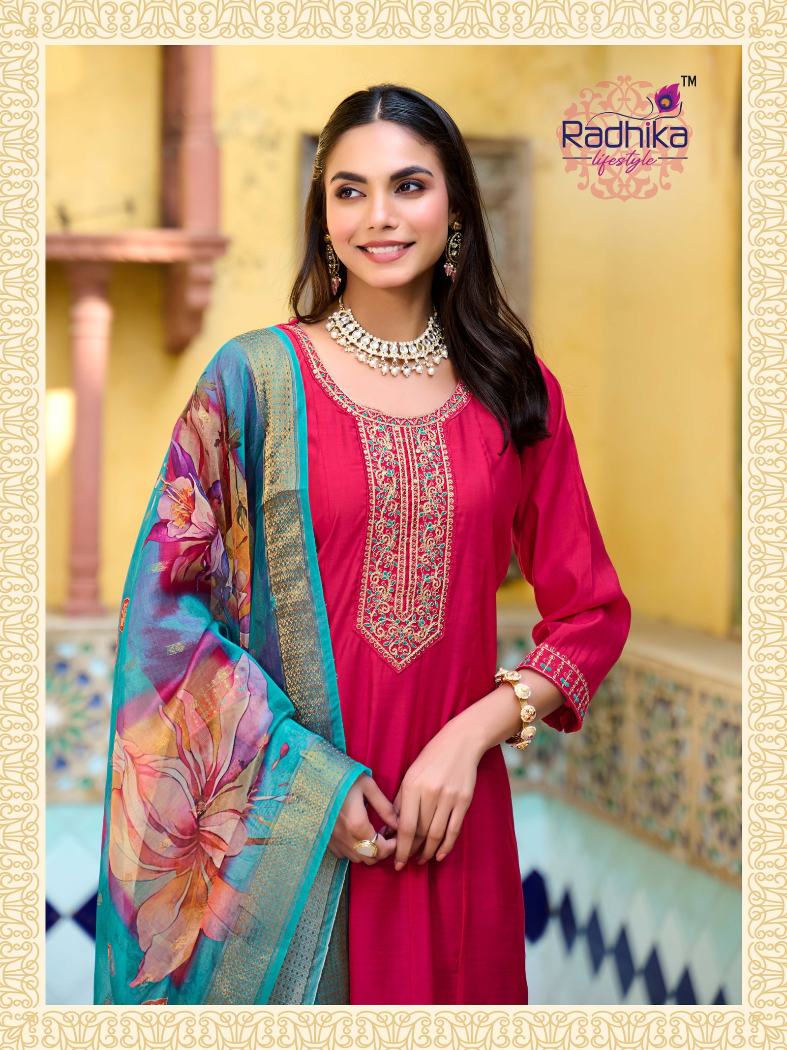 RADHIKA PRESENT ANARKALI GOWN LICHI VOL -1  3 PCS SERIES 1001-1006 9