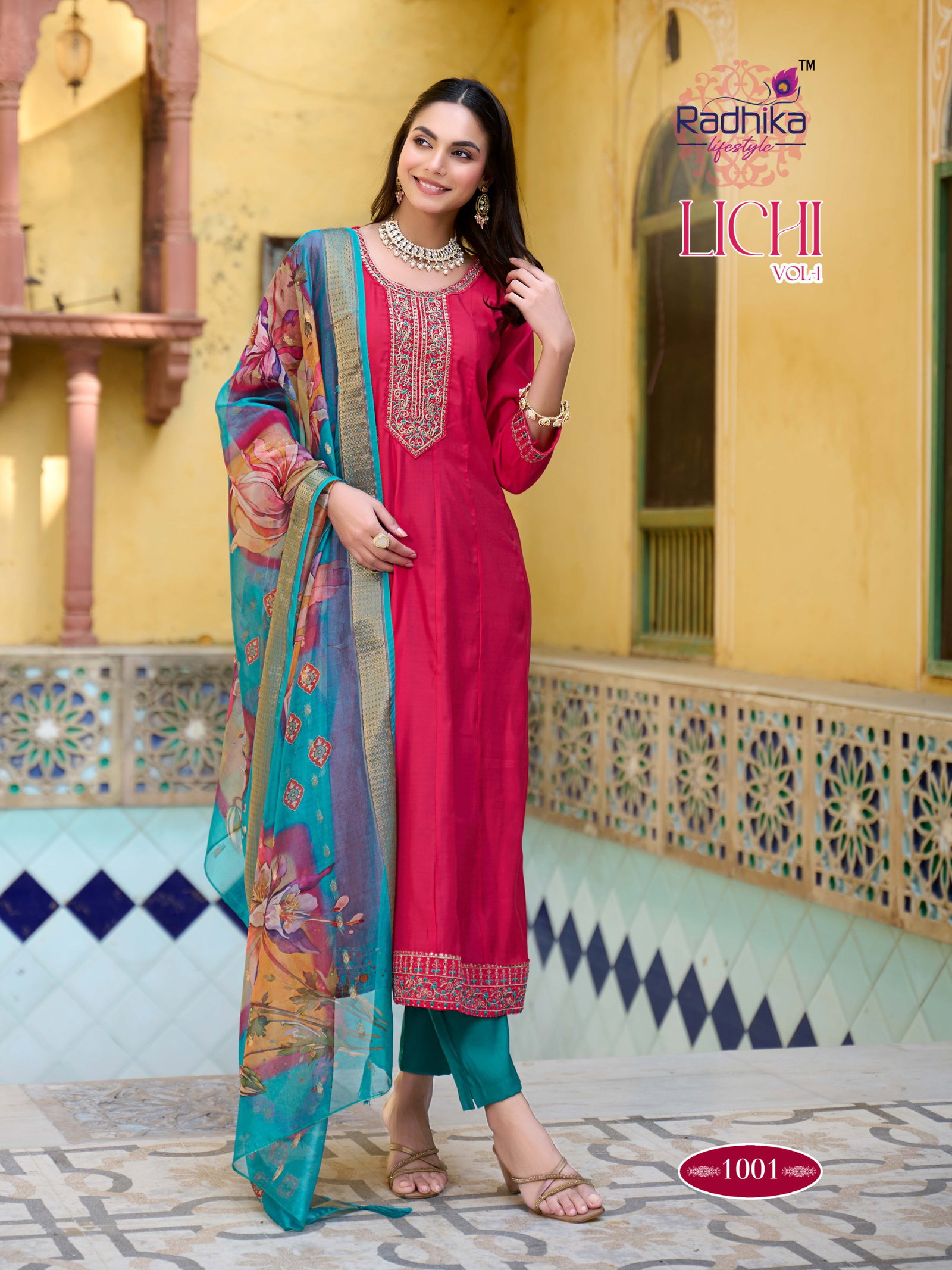 RADHIKA PRESENT ANARKALI GOWN LICHI VOL -1  3 PCS SERIES 1001-1006 1