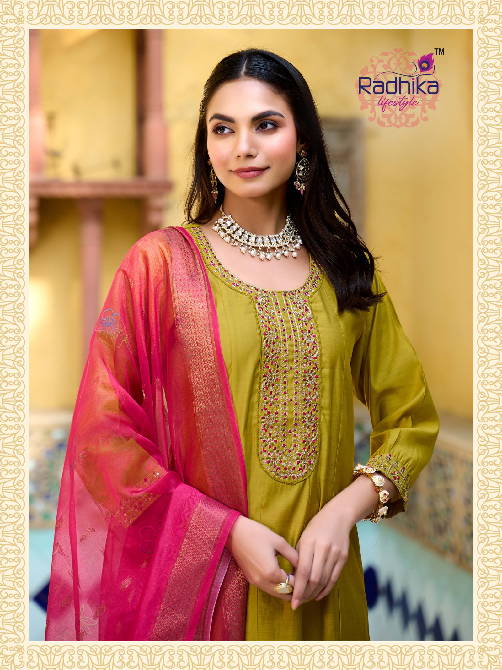 RADHIKA PRESENT ANARKALI GOWN LICHI VOL -1  3 PCS SERIES 1001-1006 10