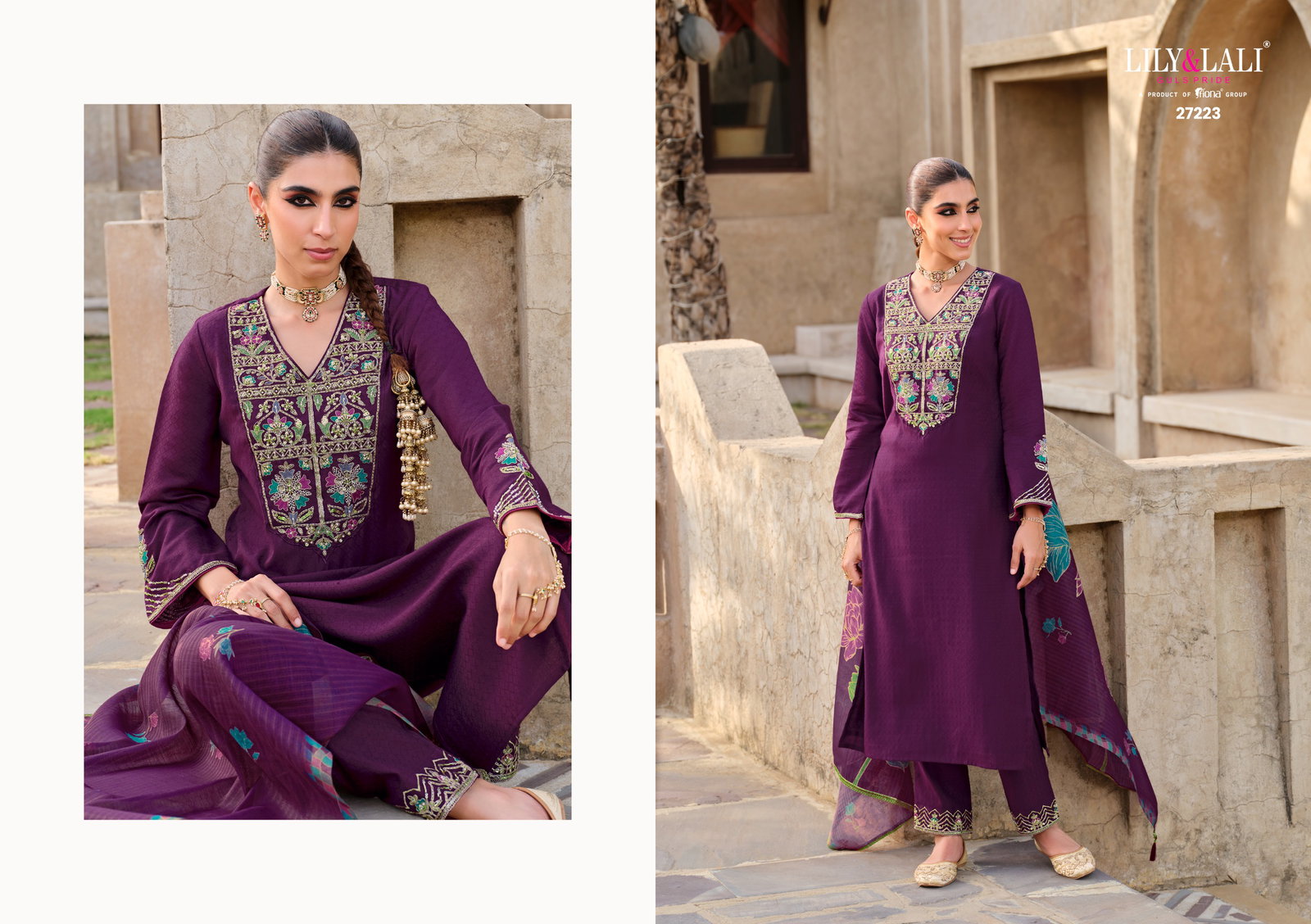 LILY LALI PRESENT DEEPIKA 3 PCS WITH HANDWORK SERIES 27221-27224 1