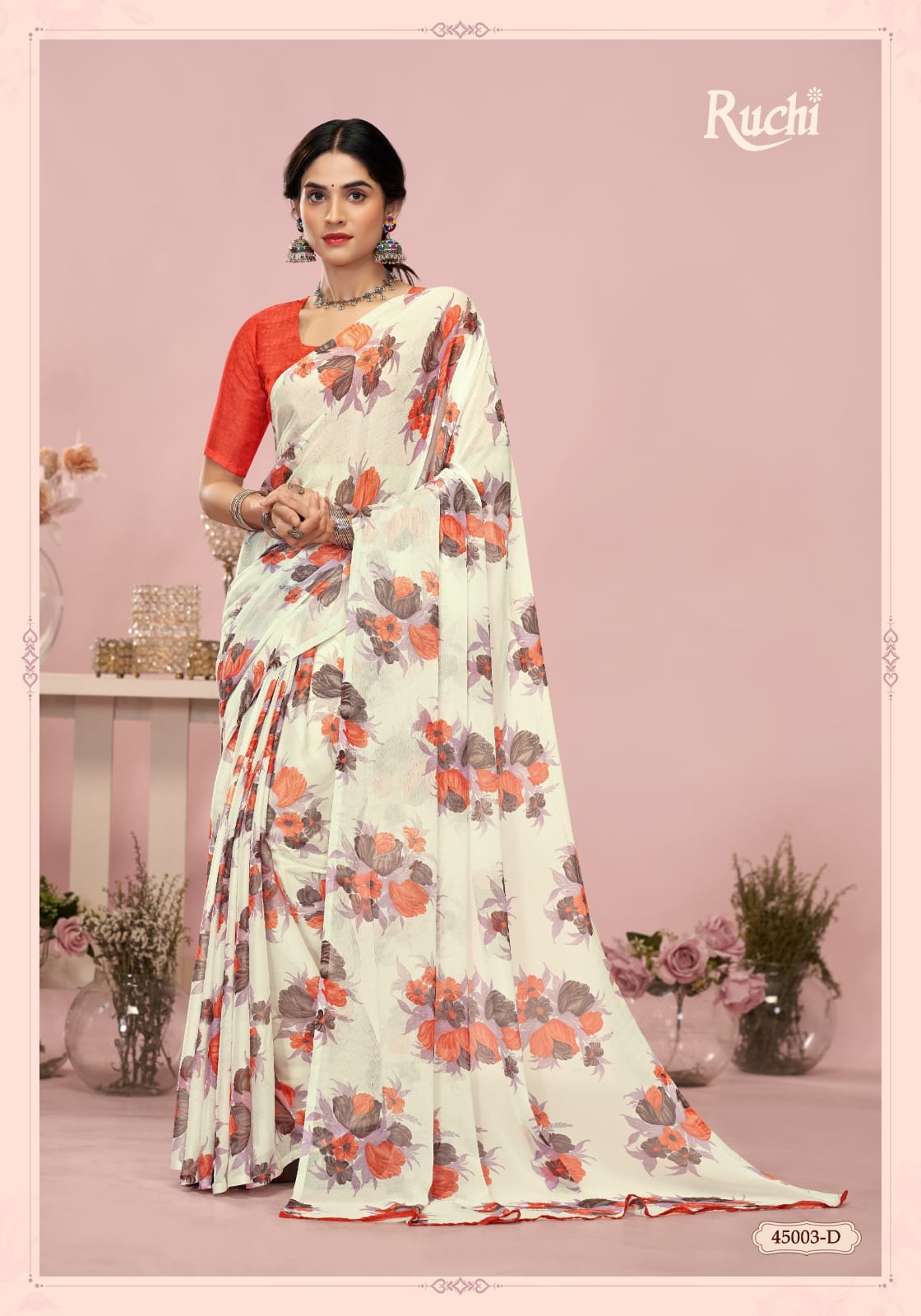 Ruchi present star chiffon 200 Series 45200 C-452003 D UNIFORM SAREE 1