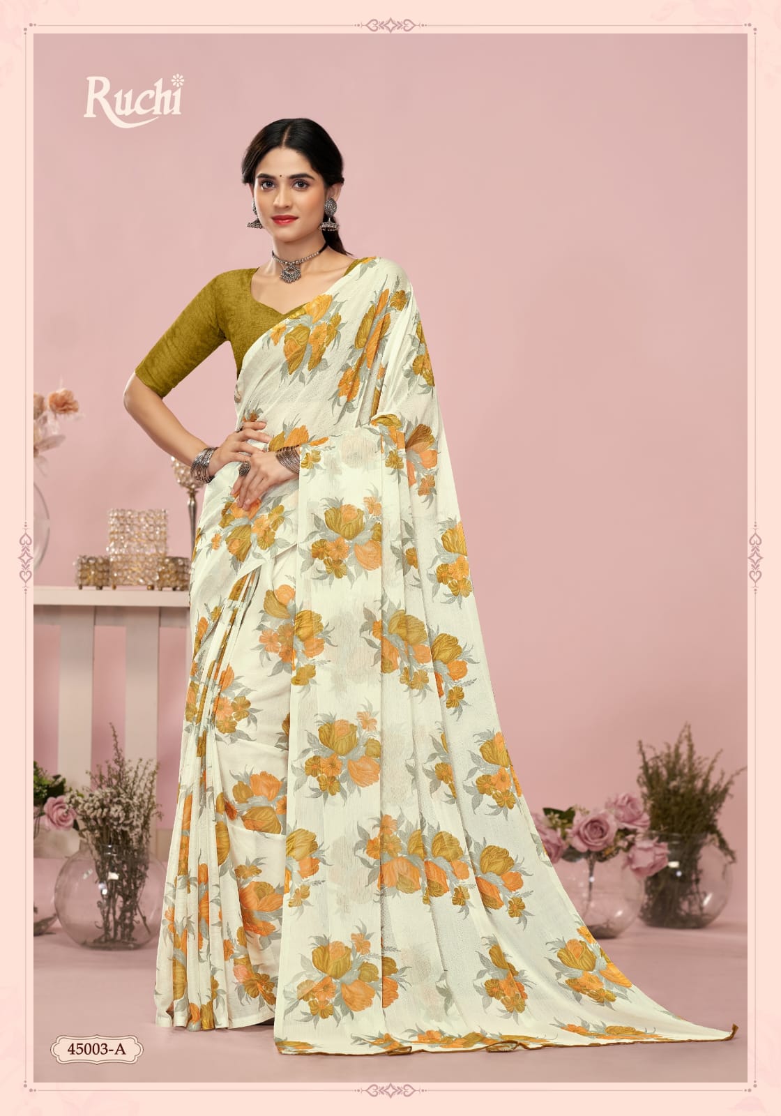 Ruchi present star chiffon 200 Series 45200 C-452003 D UNIFORM SAREE 6