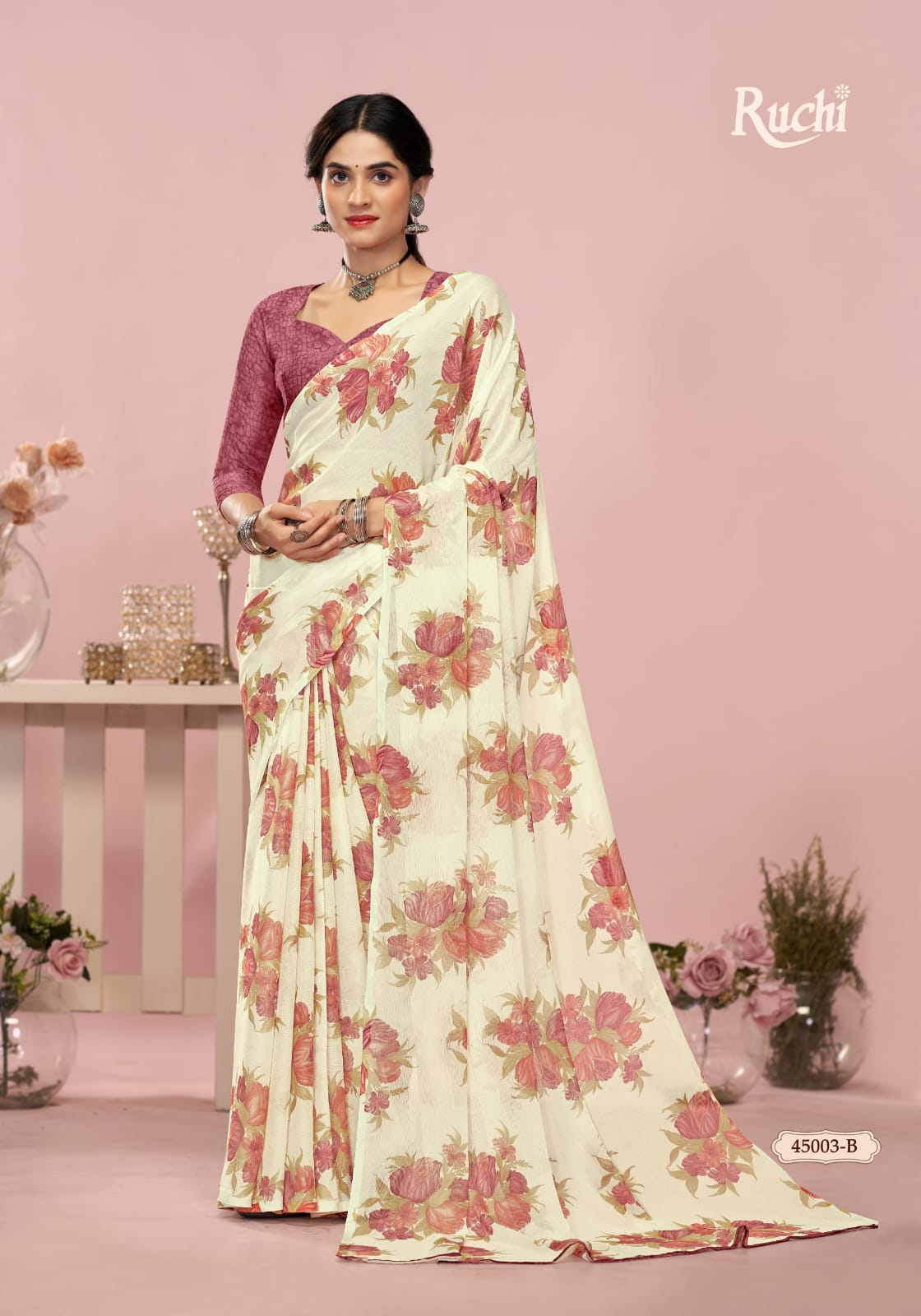 Ruchi present star chiffon 200 Series 45200 C-452003 D UNIFORM SAREE 13