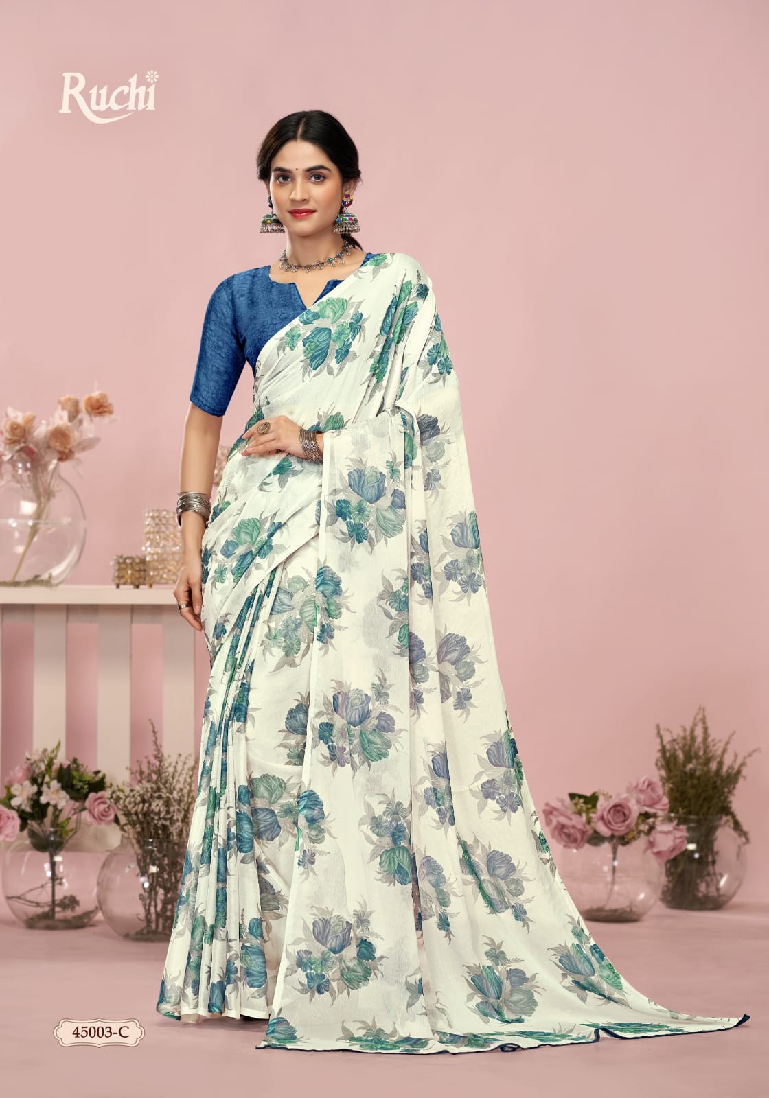 Ruchi present star chiffon 200 Series 45200 C-452003 D UNIFORM SAREE 7