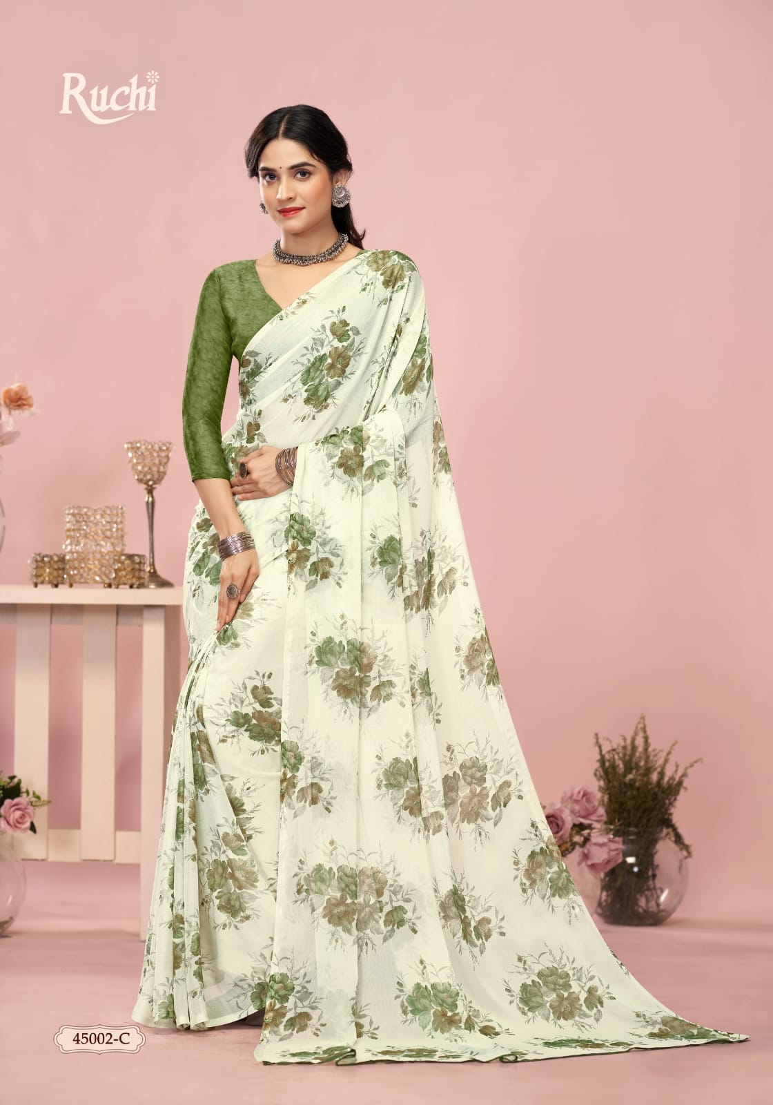 Ruchi present star chiffon 200 Series 45200 C-452003 D UNIFORM SAREE 9