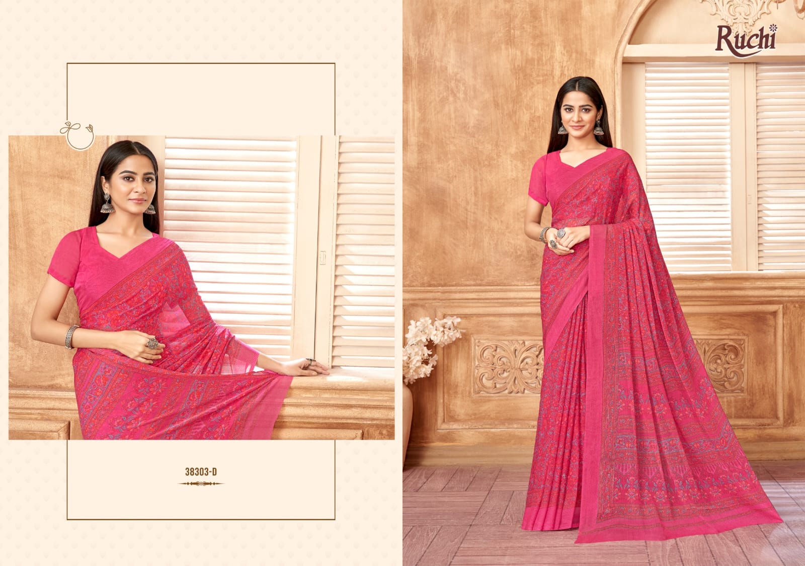 Ruchi present star chiffon 178 series 38301 uniform saree 1