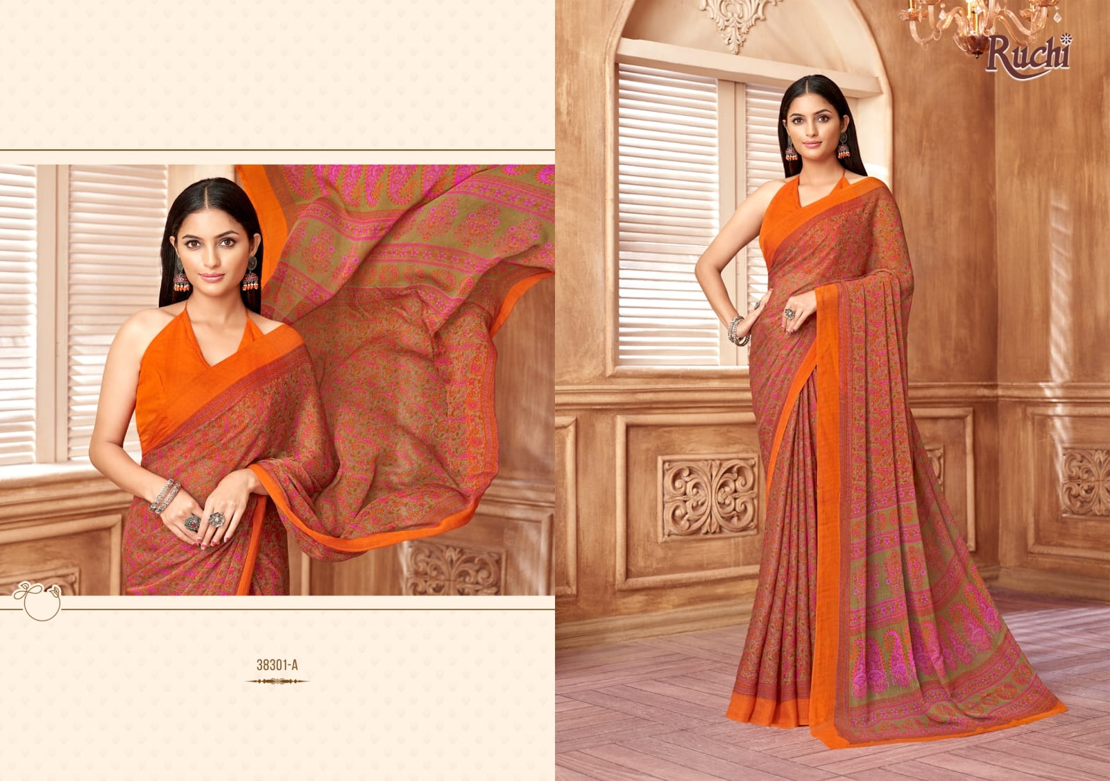 Ruchi present star chiffon 178 series 38301 uniform saree 6
