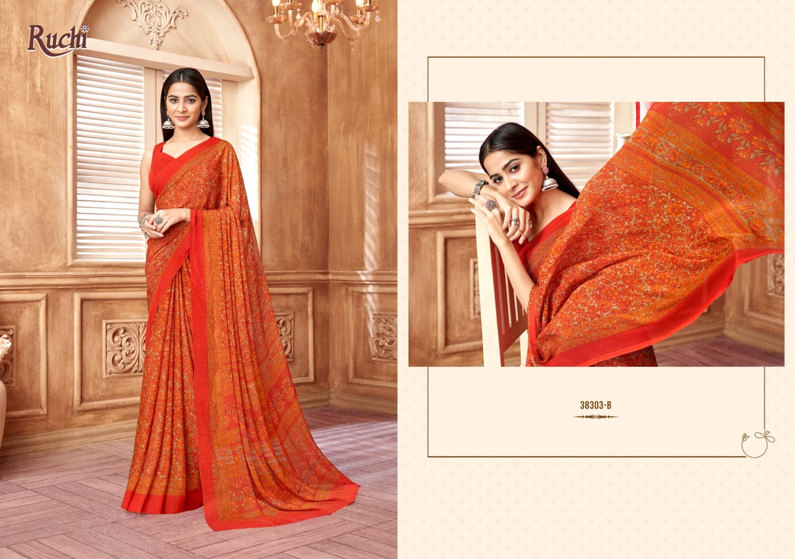 Ruchi present star chiffon 178 series 38301 uniform saree 5