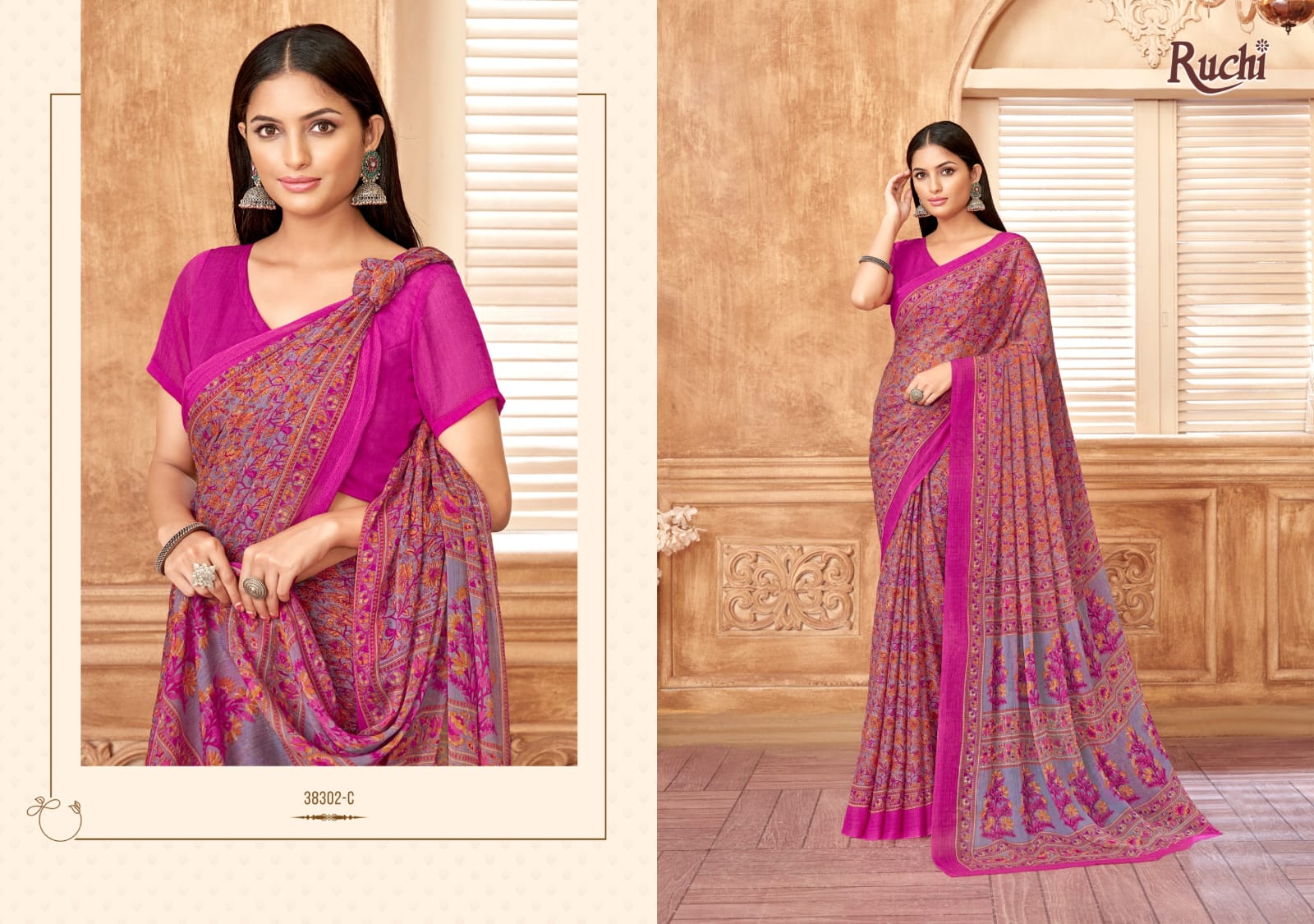 Ruchi present star chiffon 178 series 38301 uniform saree 13