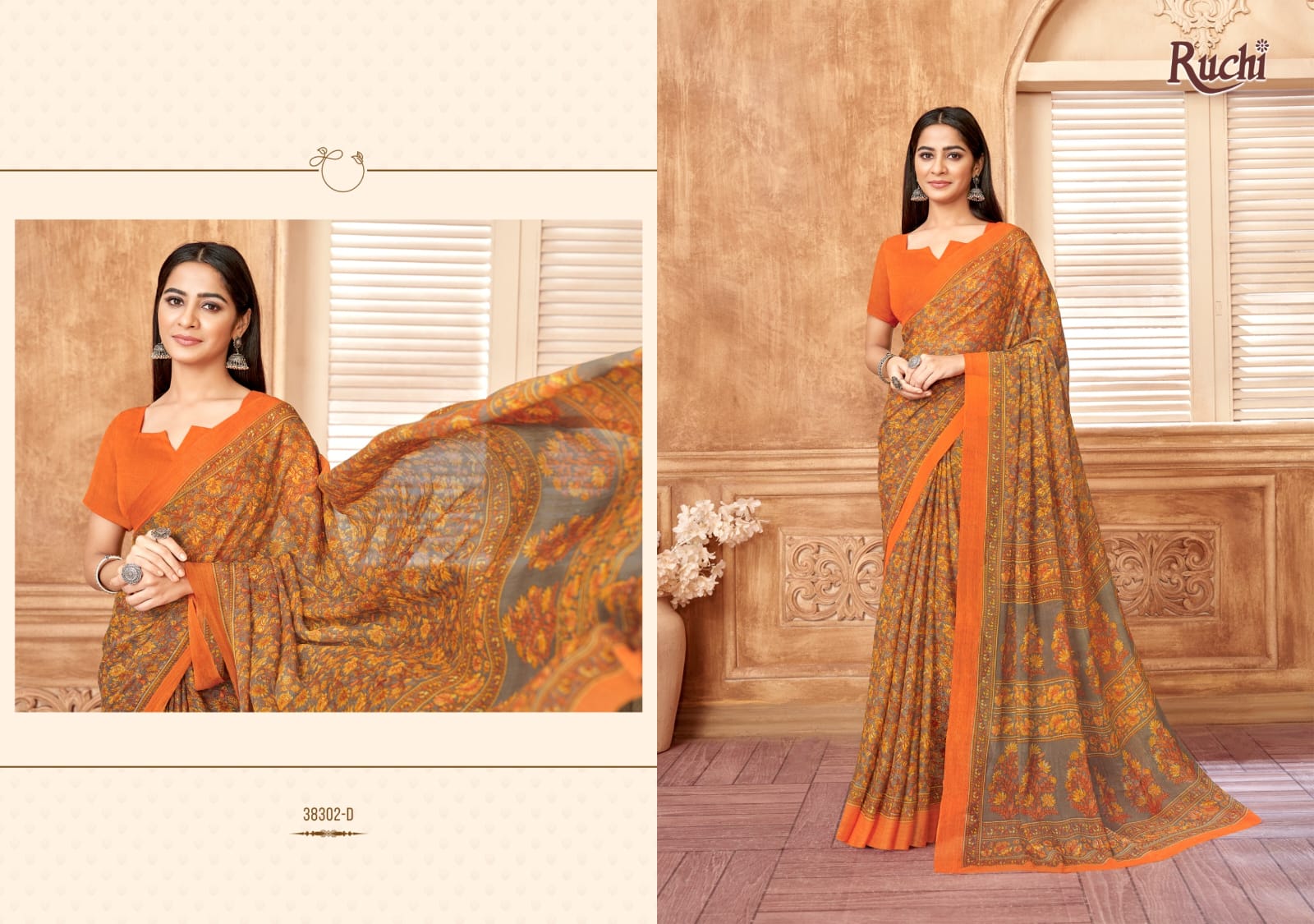 Ruchi present star chiffon 178 series 38301 uniform saree 14