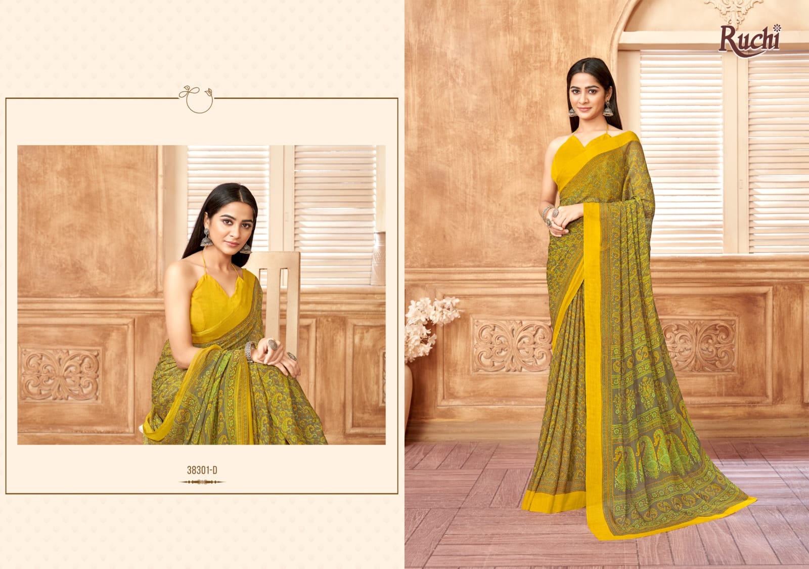 Ruchi present star chiffon 178 series 38301 uniform saree 15