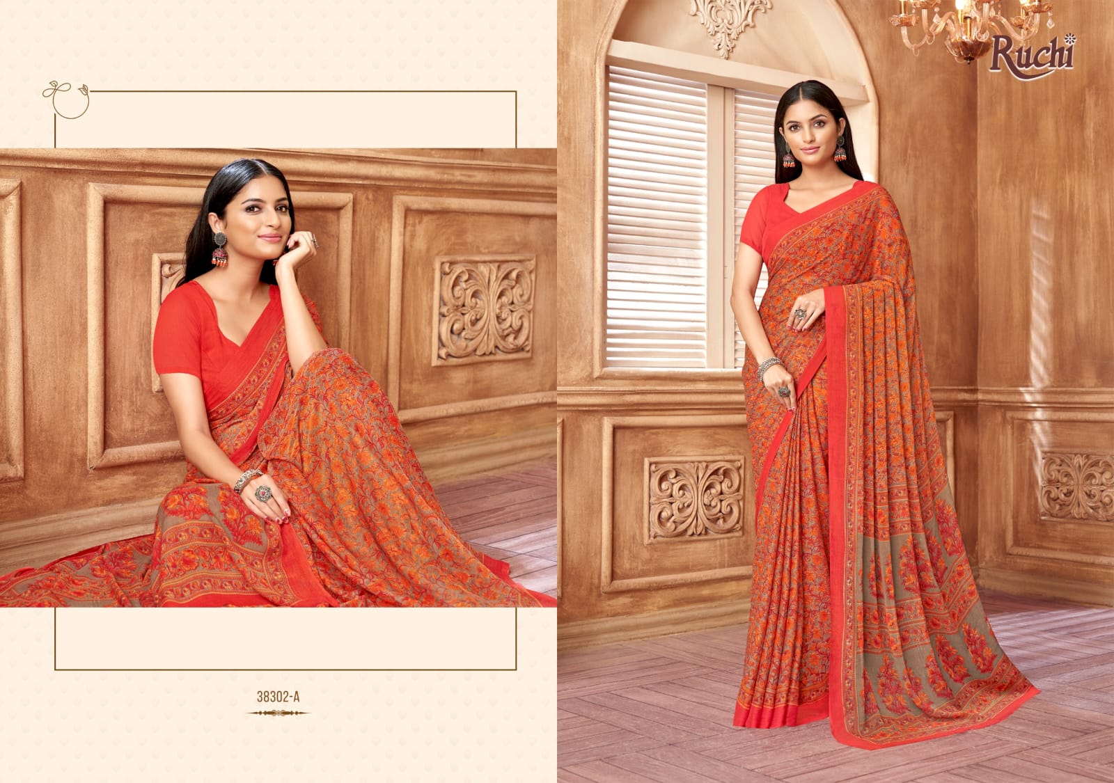 Ruchi present star chiffon 178 series 38301 uniform saree 12