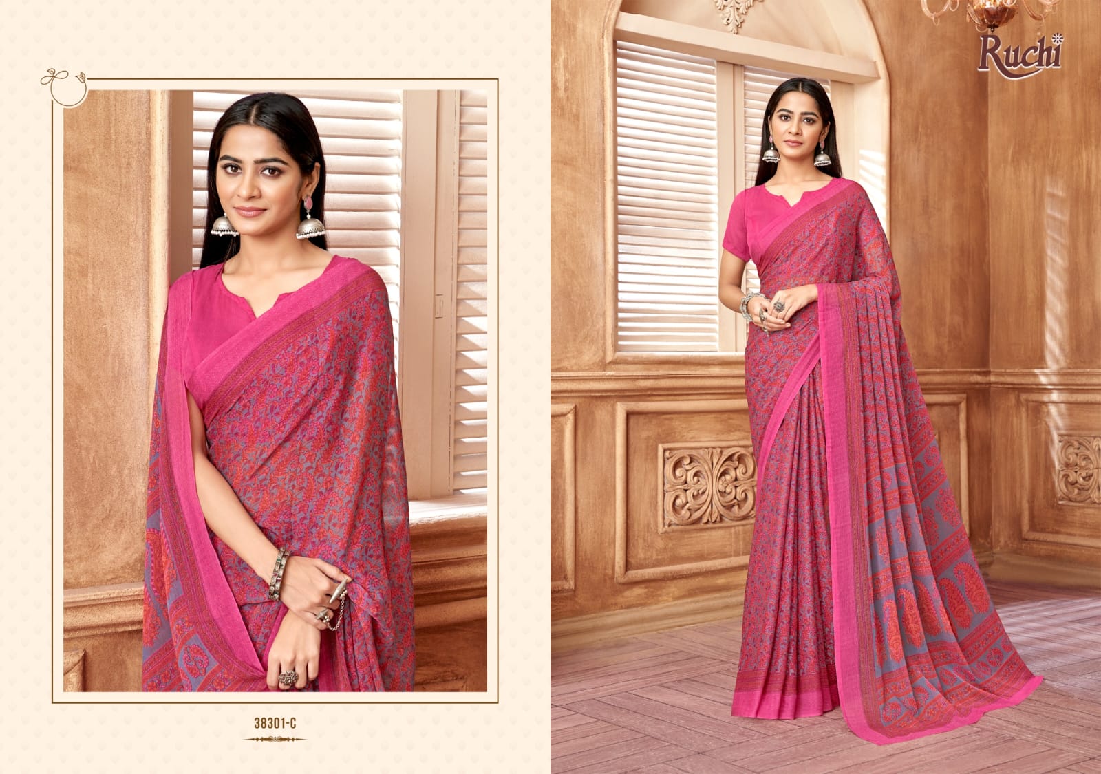 Ruchi present star chiffon 178 series 38301 uniform saree 11