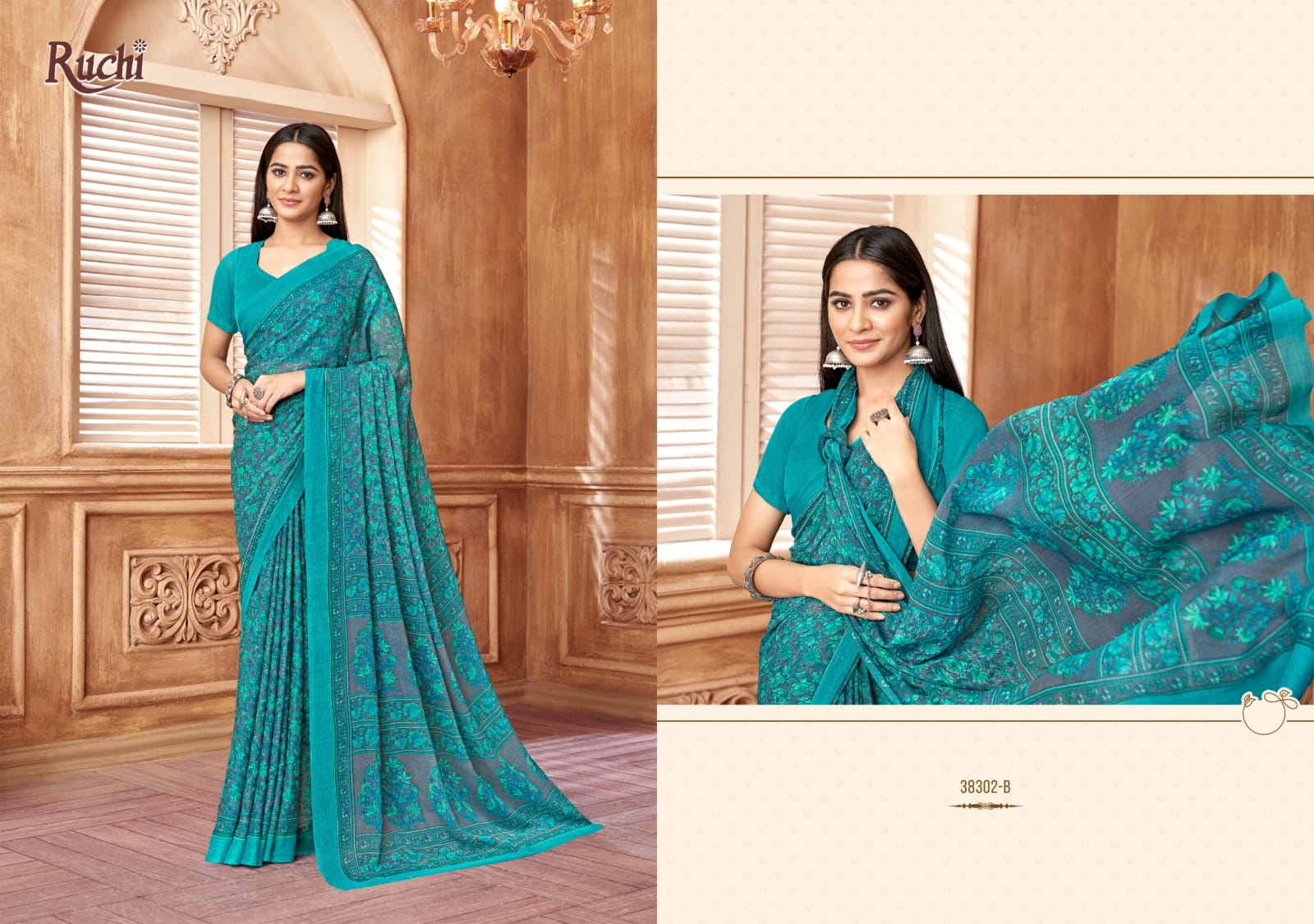 Ruchi present star chiffon 178 series 38301 uniform saree 9